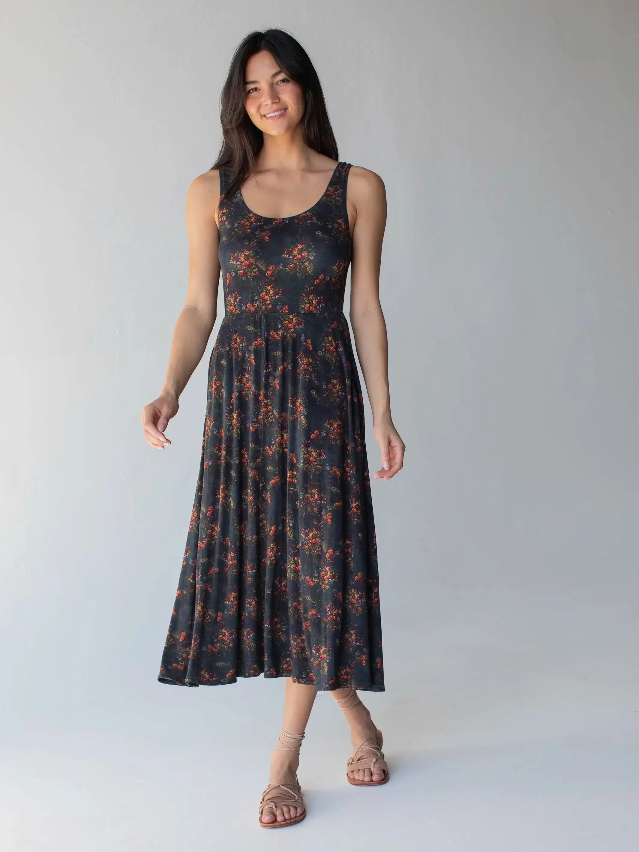 Opal Ballet Midi Dress - Navy Red Feathers sold by NATURAL LIFE
