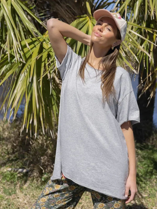 Blake Oversized Cotton Tee - Heather Grey sold by NATURAL LIFE