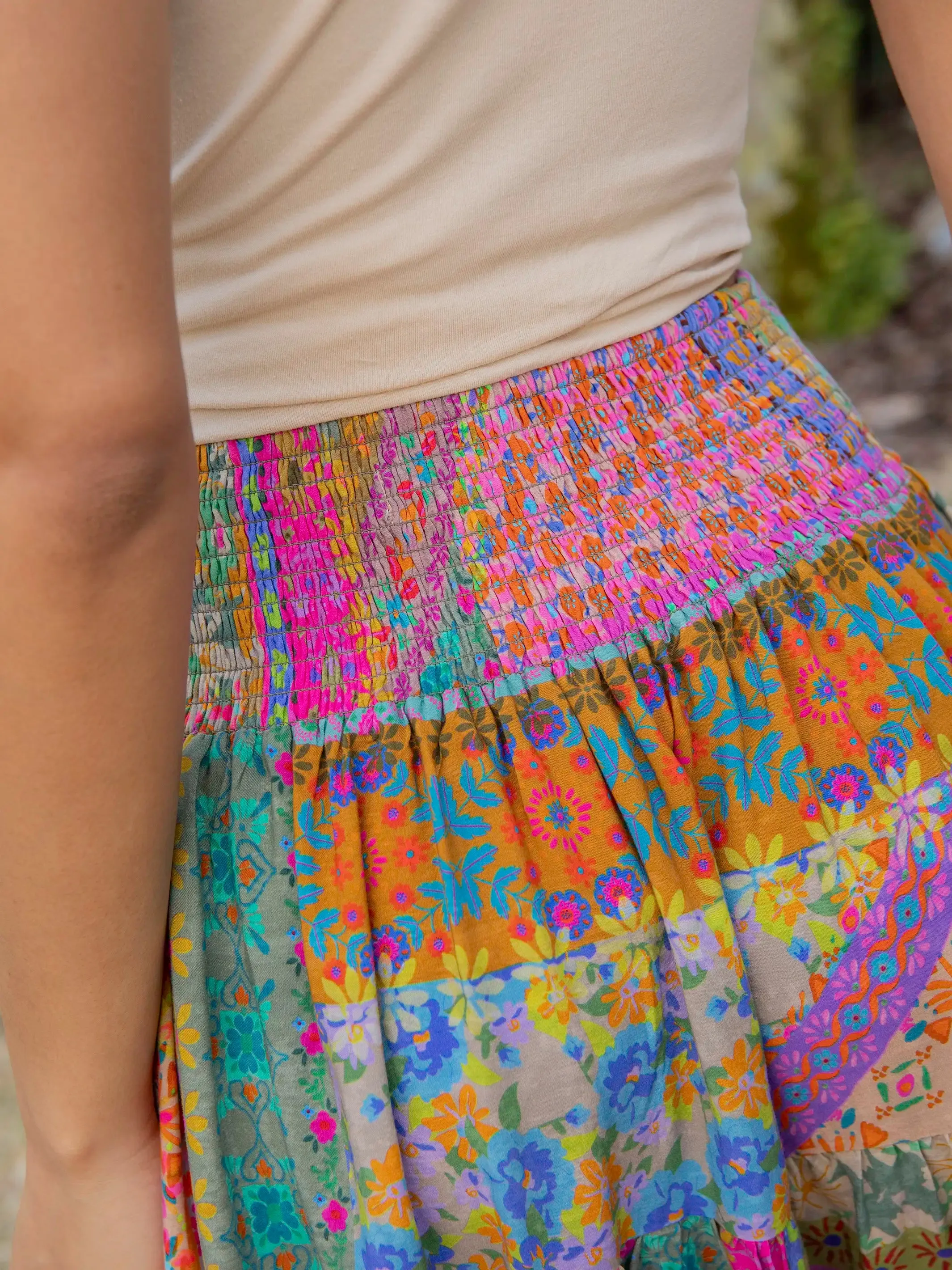 Susie Tiered Skirt - Folk Flower Patchwork sold by NATURAL LIFE product image thumbnail 4