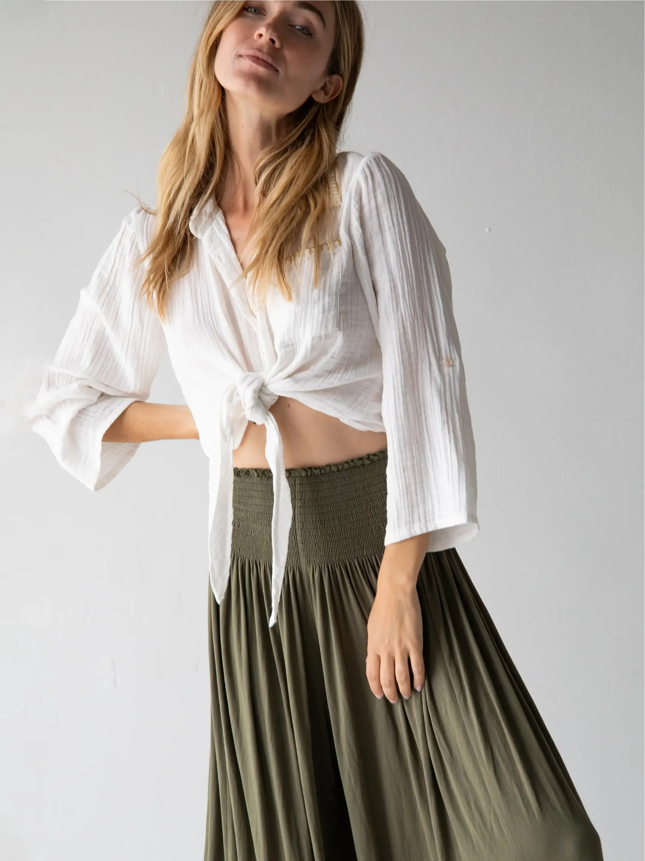 Make A Move "ButterSoft" Knit Palazzo Pant - Olive sold by NATURAL LIFE product image thumbnail 2