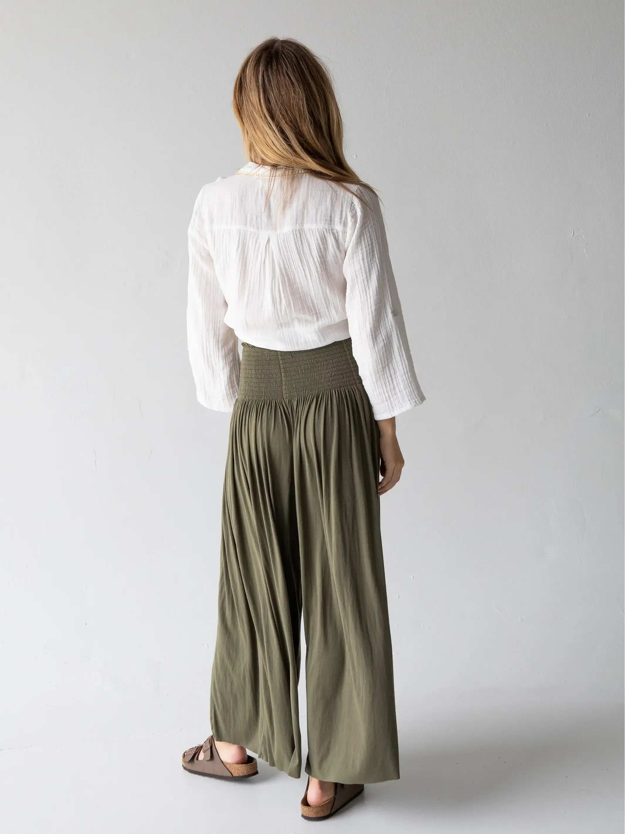Make A Move "ButterSoft" Knit Palazzo Pant - Olive sold by NATURAL LIFE product image thumbnail 3