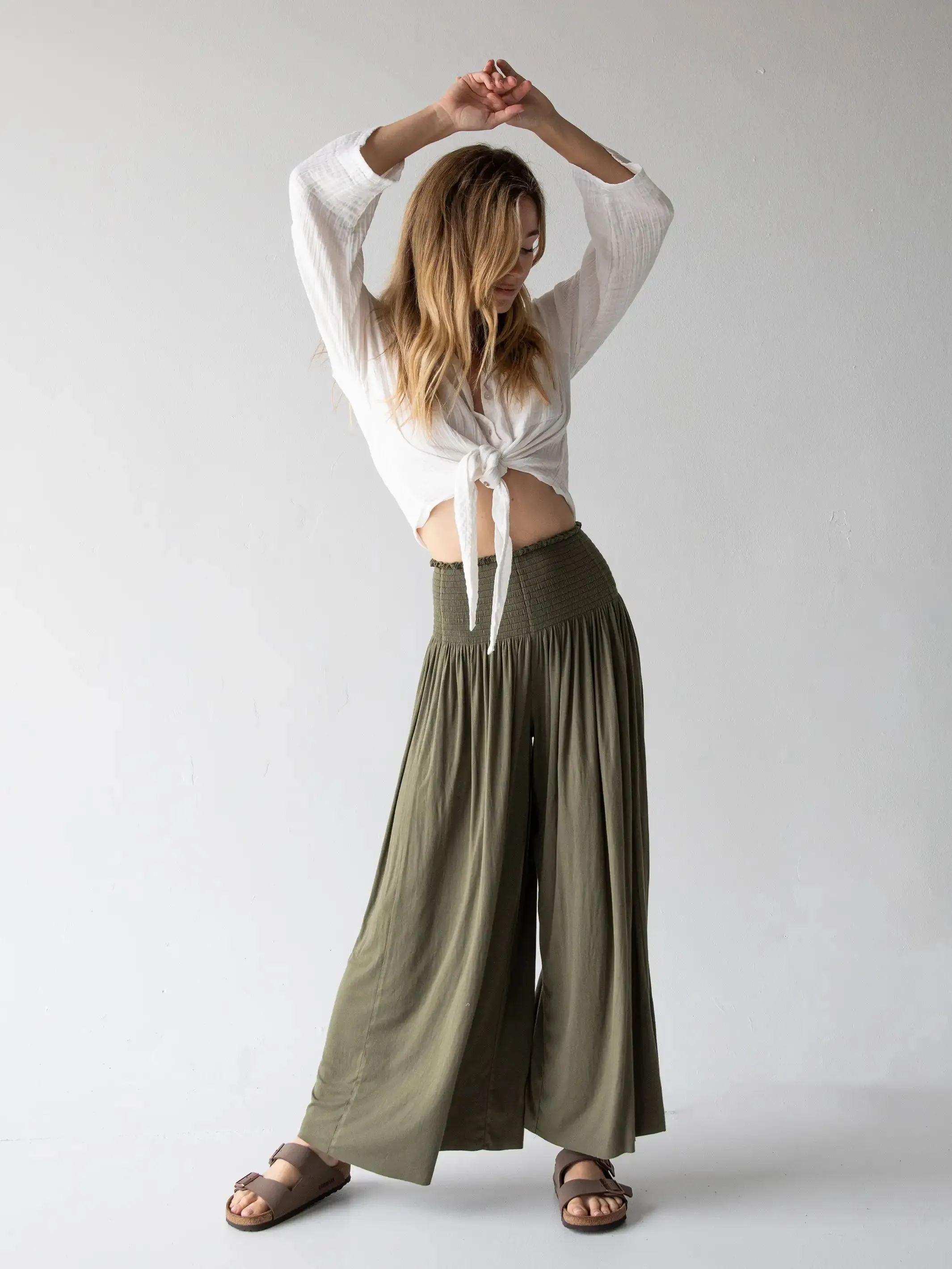 Make A Move "ButterSoft" Knit Palazzo Pant - Olive sold by NATURAL LIFE product image thumbnail 4