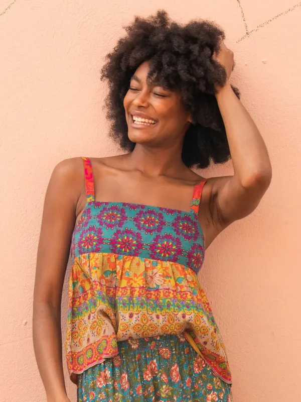 Patricia Top - Red Mustard Border sold by NATURAL LIFE