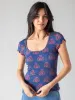 Devon "ButterSoft" Short Sleeve Top - Navy Medallions sold by NATURAL LIFE
