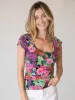 Devon "ButterSoft" Short Sleeve Top - Pink Painted Garden sold by NATURAL LIFE