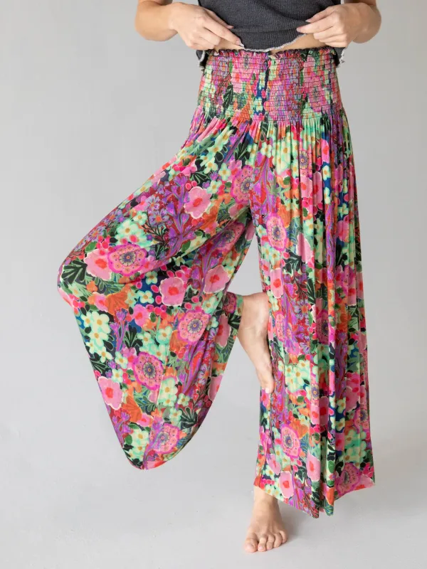 Make A Move "ButterSoft" Knit Palazzo Pant - Pink Painted Garden sold by NATURAL LIFE