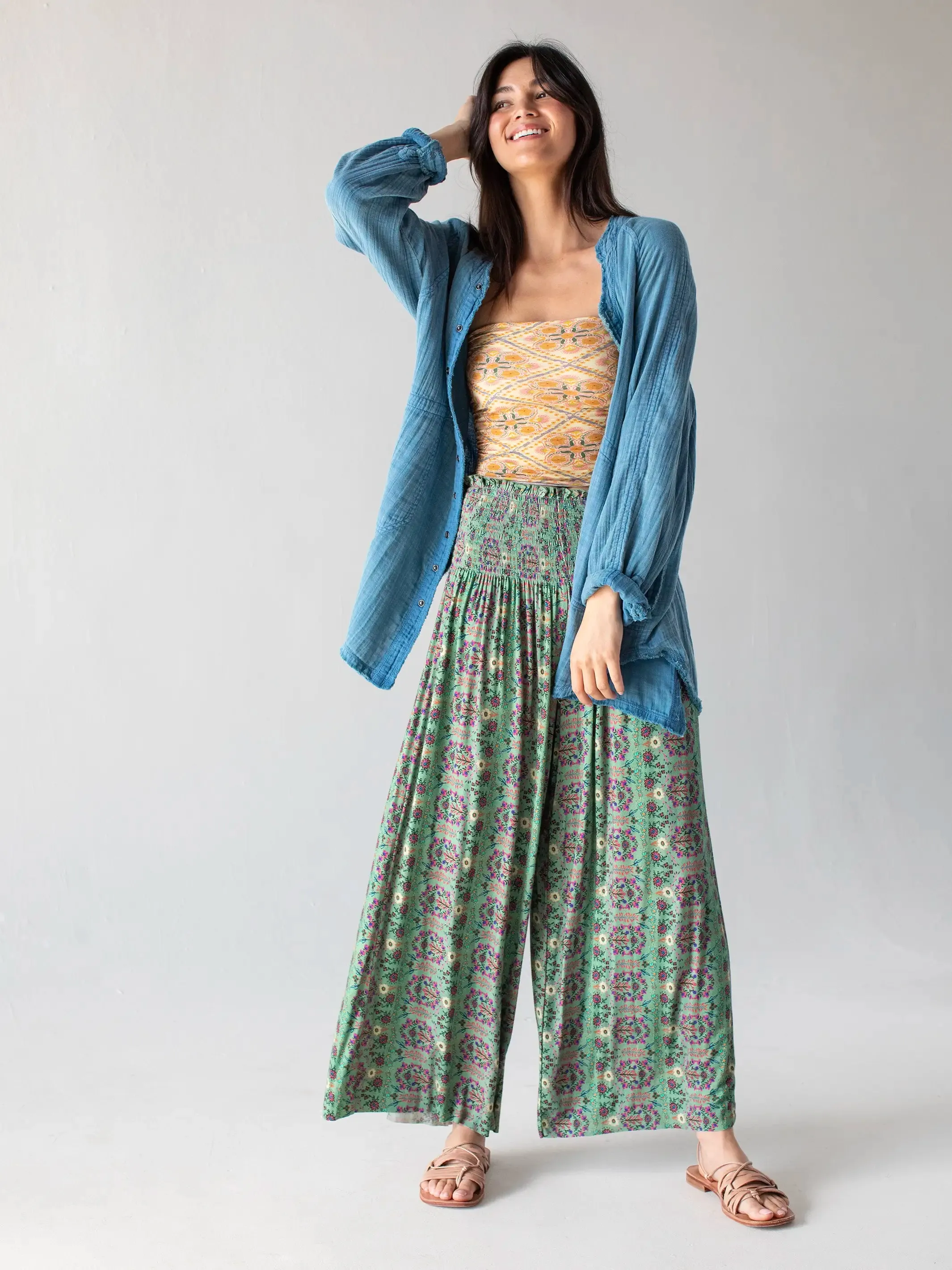 Make A Move "ButterSoft" Knit Palazzo Pant - Folk Garden Mint sold by NATURAL LIFE product image thumbnail 4