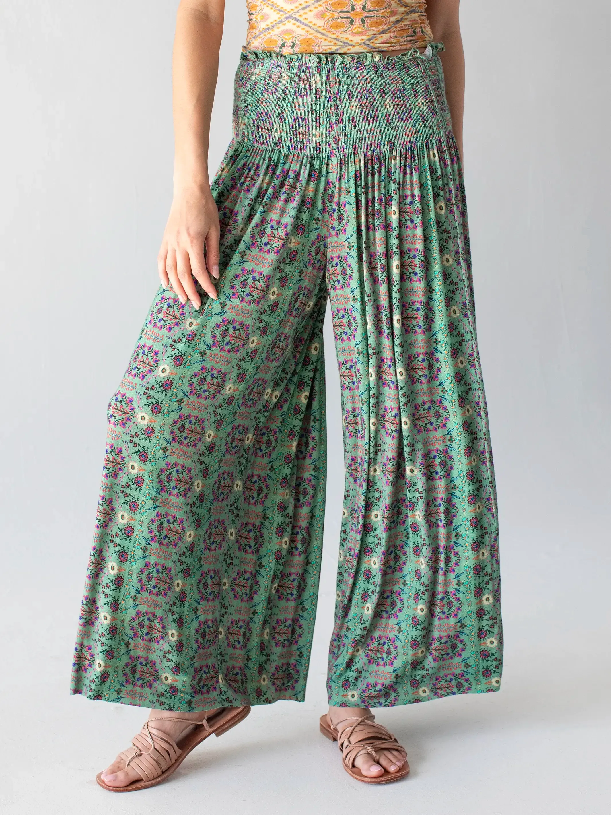 Make A Move "ButterSoft" Knit Palazzo Pant - Folk Garden Mint sold by NATURAL LIFE product image thumbnail 2