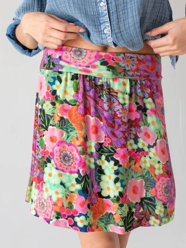 Live-In-It Knit "ButterSoft" Mini Skirt - Pink Painted Garden sold by NATURAL LIFE