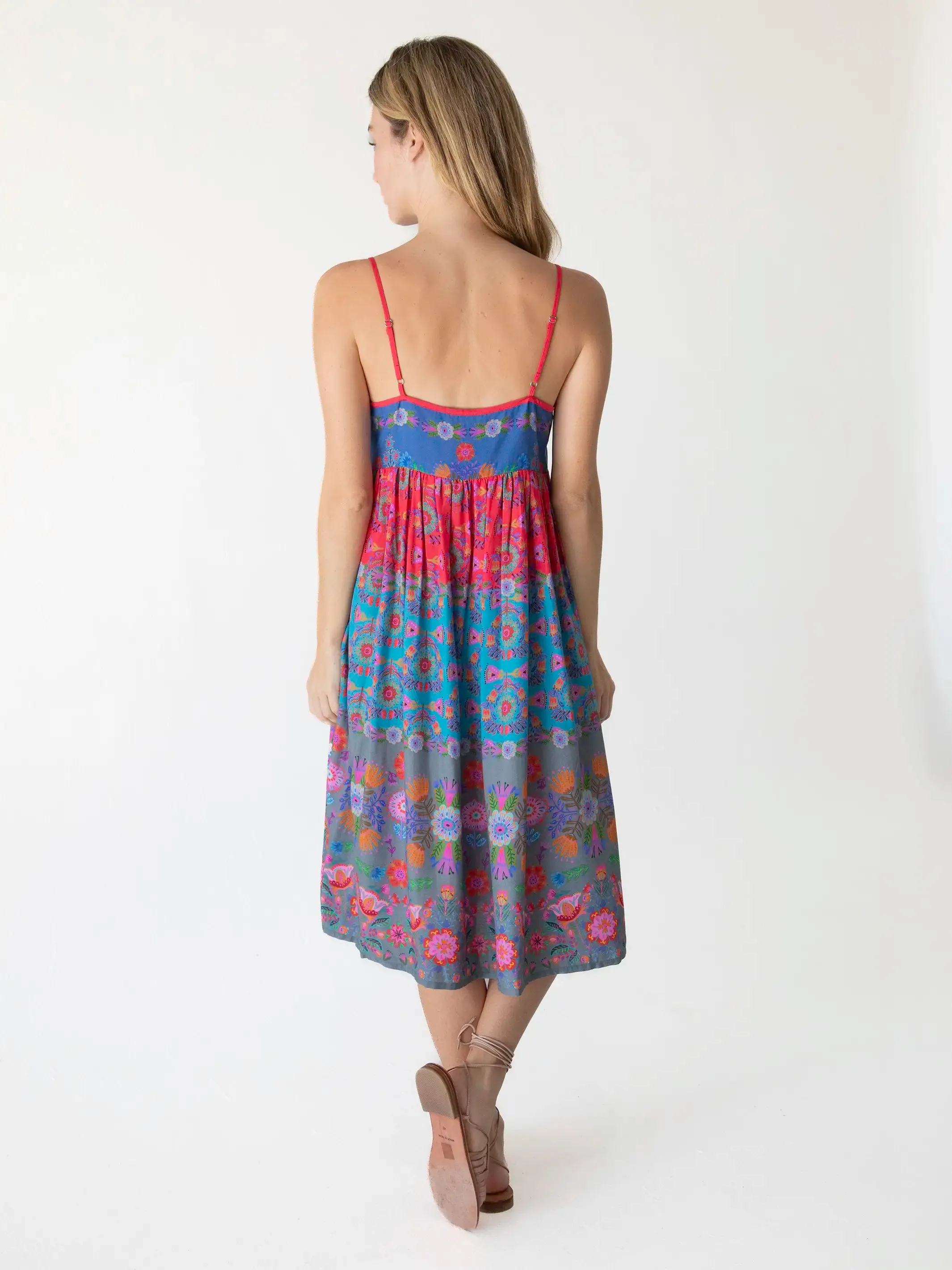 Gigi Midi Dress - Red Folk Flower sold by NATURAL LIFE product image thumbnail 4