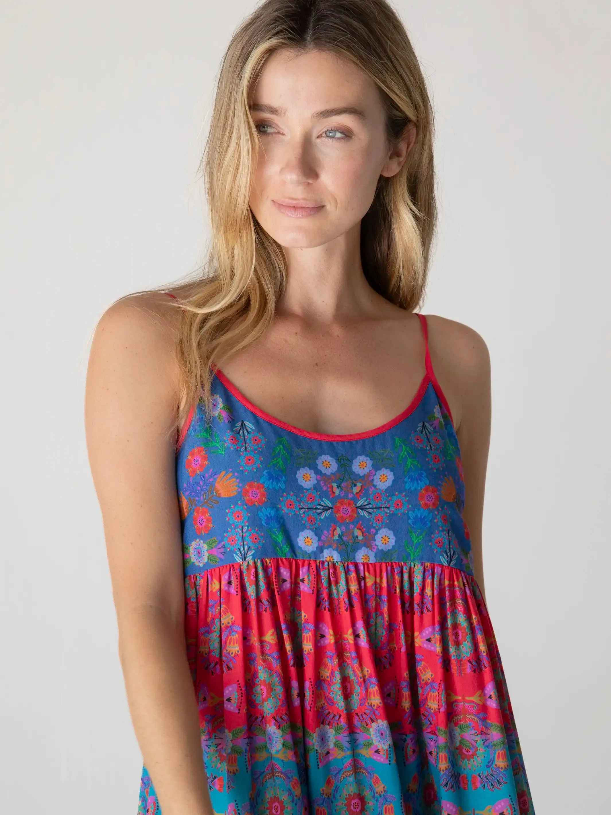 Gigi Midi Dress - Red Folk Flower sold by NATURAL LIFE product image thumbnail 2