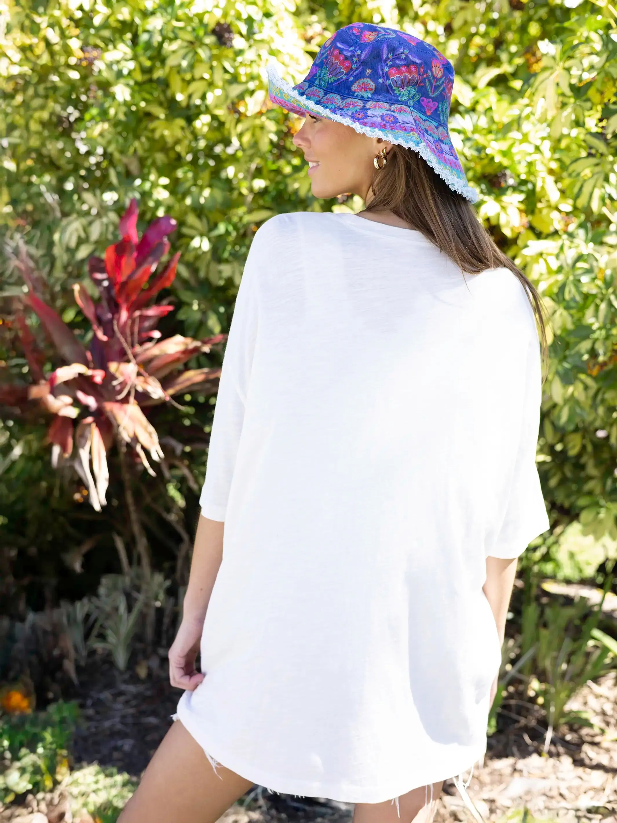 Oversized Cotton Applique Tee - Peace Sign White sold by NATURAL LIFE product image thumbnail 2