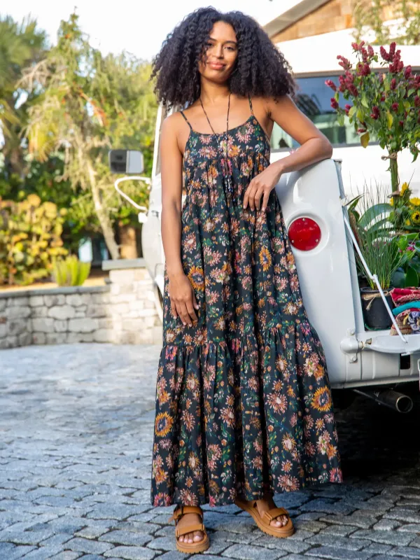 Journey Boho Cotton Maxi Dress - Black Floral sold by NATURAL LIFE