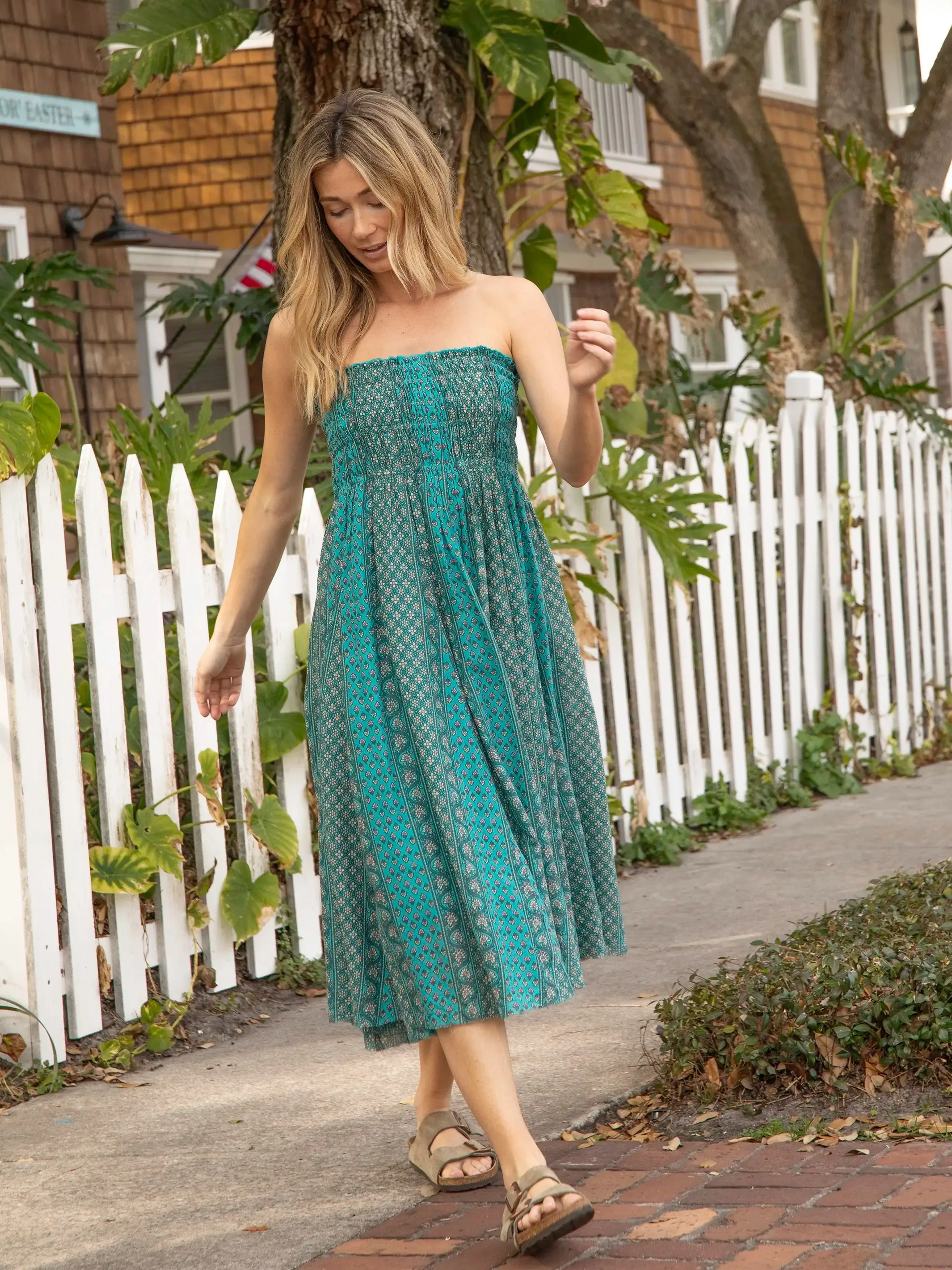 Laurel Convertible Maxi Skirt - Turquoise Cream Stripes sold by NATURAL LIFE product image thumbnail 4
