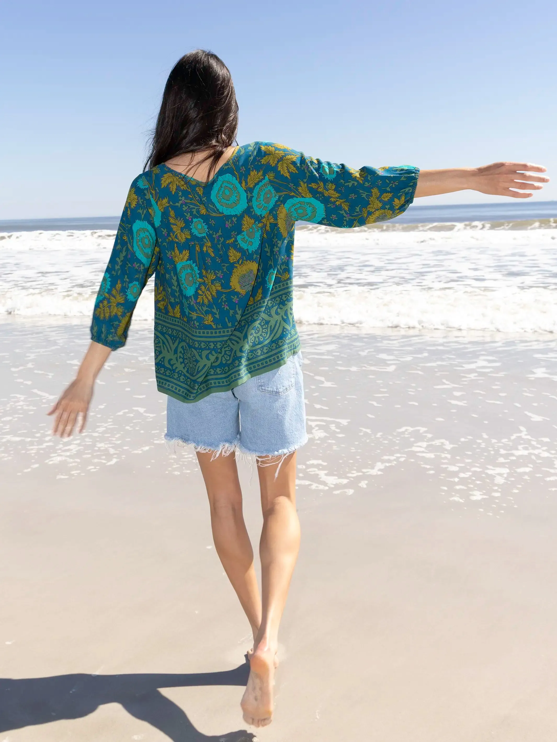 Maribel Top - Navy Sage Border sold by NATURAL LIFE product image thumbnail 3