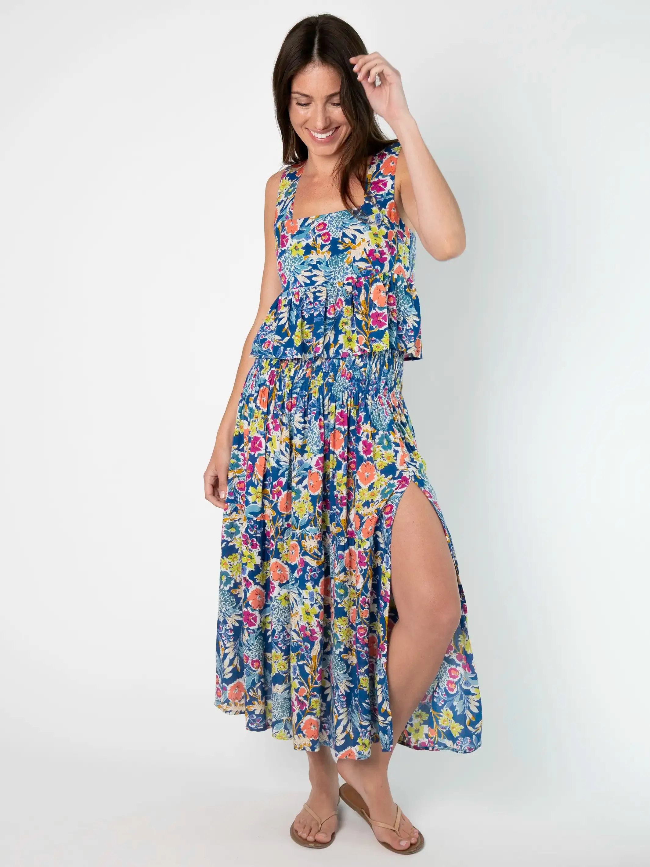 Angelina Midi Skirt - Tropical Blue Floral sold by NATURAL LIFE product image thumbnail 3