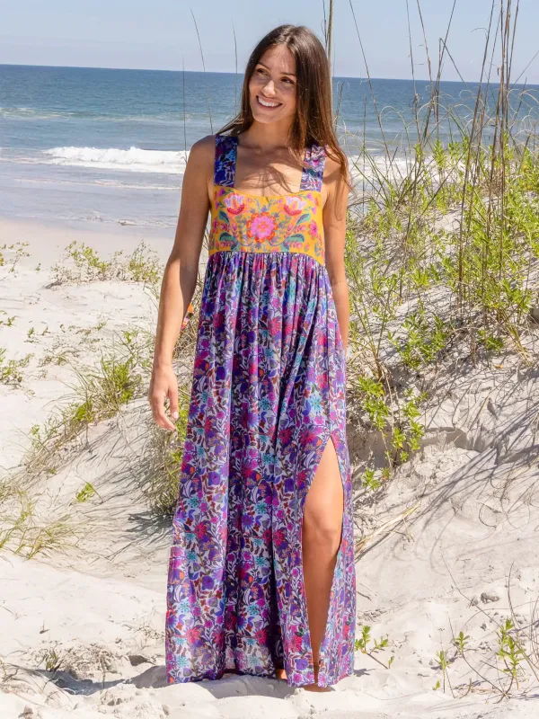 Tricia Maxi Dress - Dark Purple Daisies sold by NATURAL LIFE