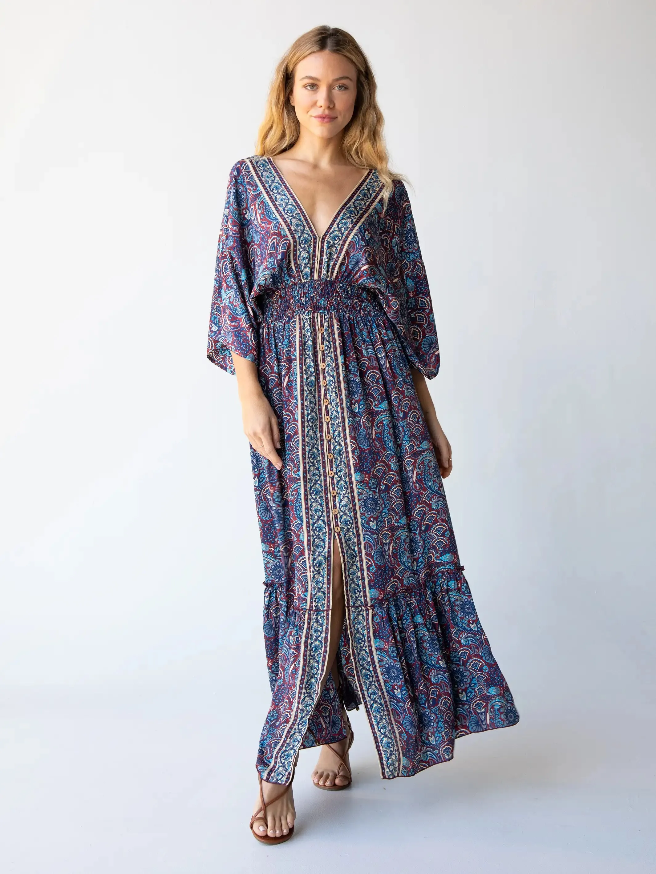Celia Maxi Dress - Paisley Cranberry sold by NATURAL LIFE