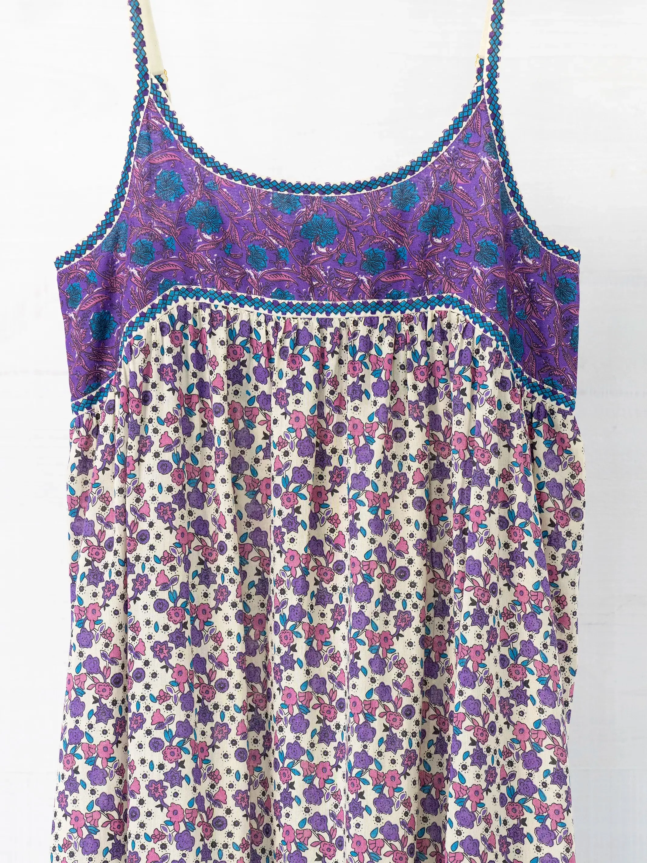 Journey Boho Cotton Maxi Dress - Purple Floral Border sold by NATURAL LIFE product image thumbnail 2