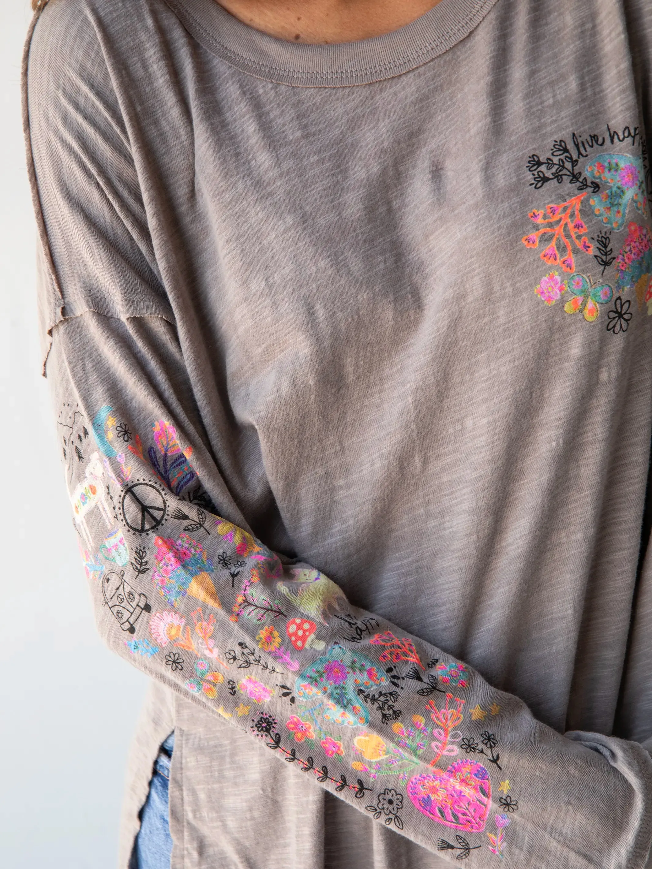 Oversized Cotton Doodle Tee - Ash sold by NATURAL LIFE