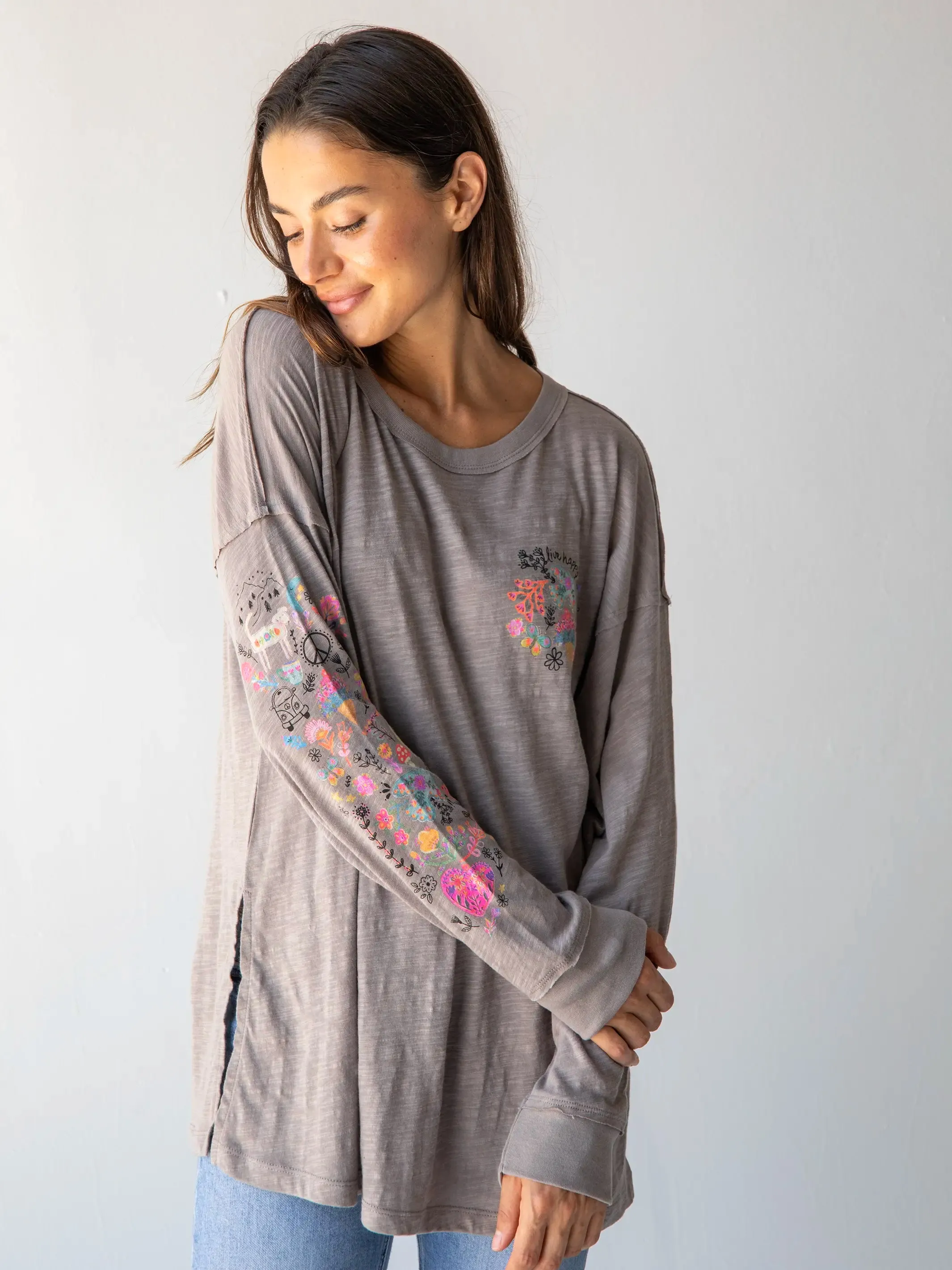 Oversized Cotton Doodle Tee - Ash sold by NATURAL LIFE product image thumbnail 2