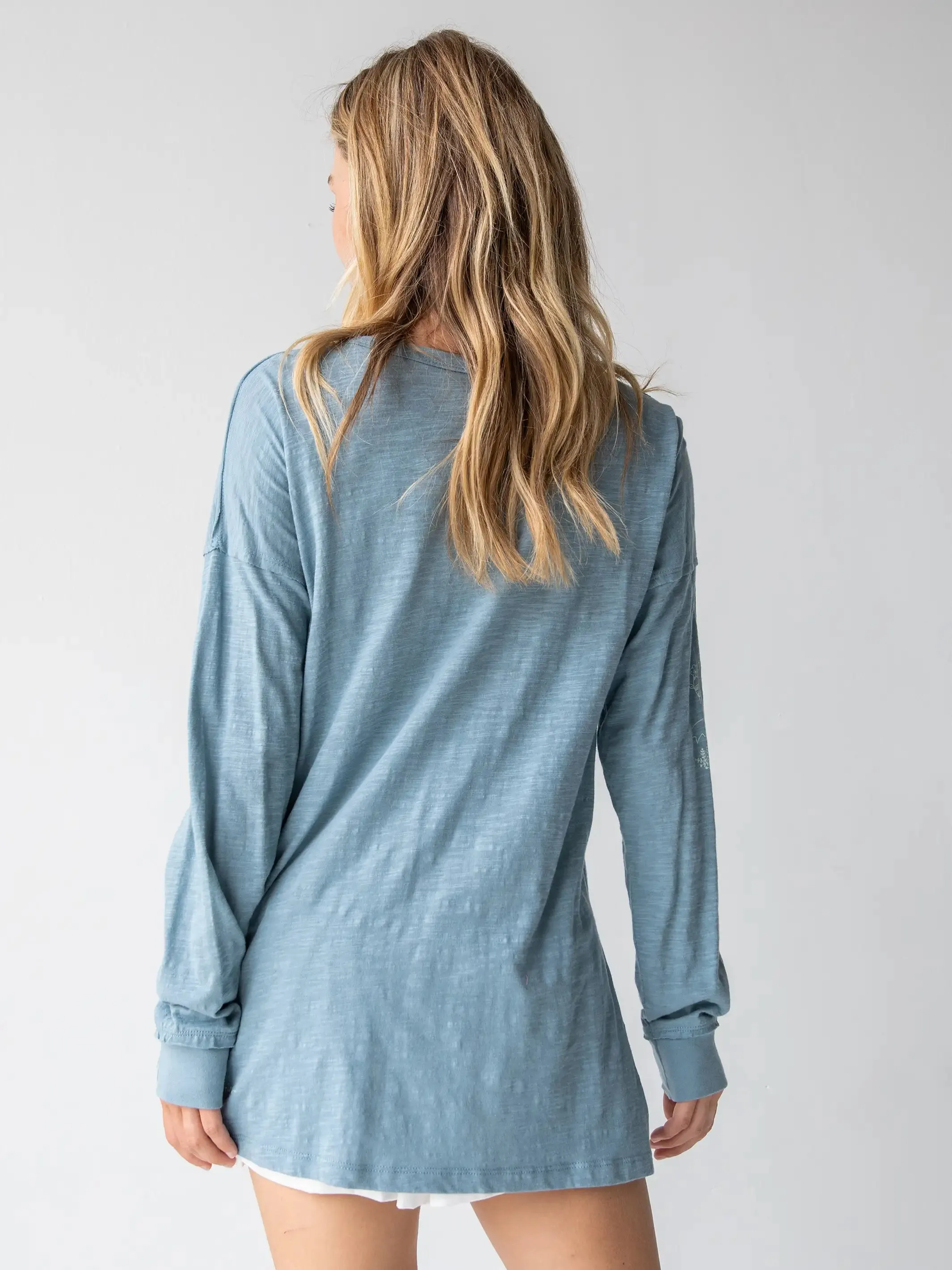 Oversized Cotton Doodle Tee - Light Blue sold by NATURAL LIFE product image thumbnail 4