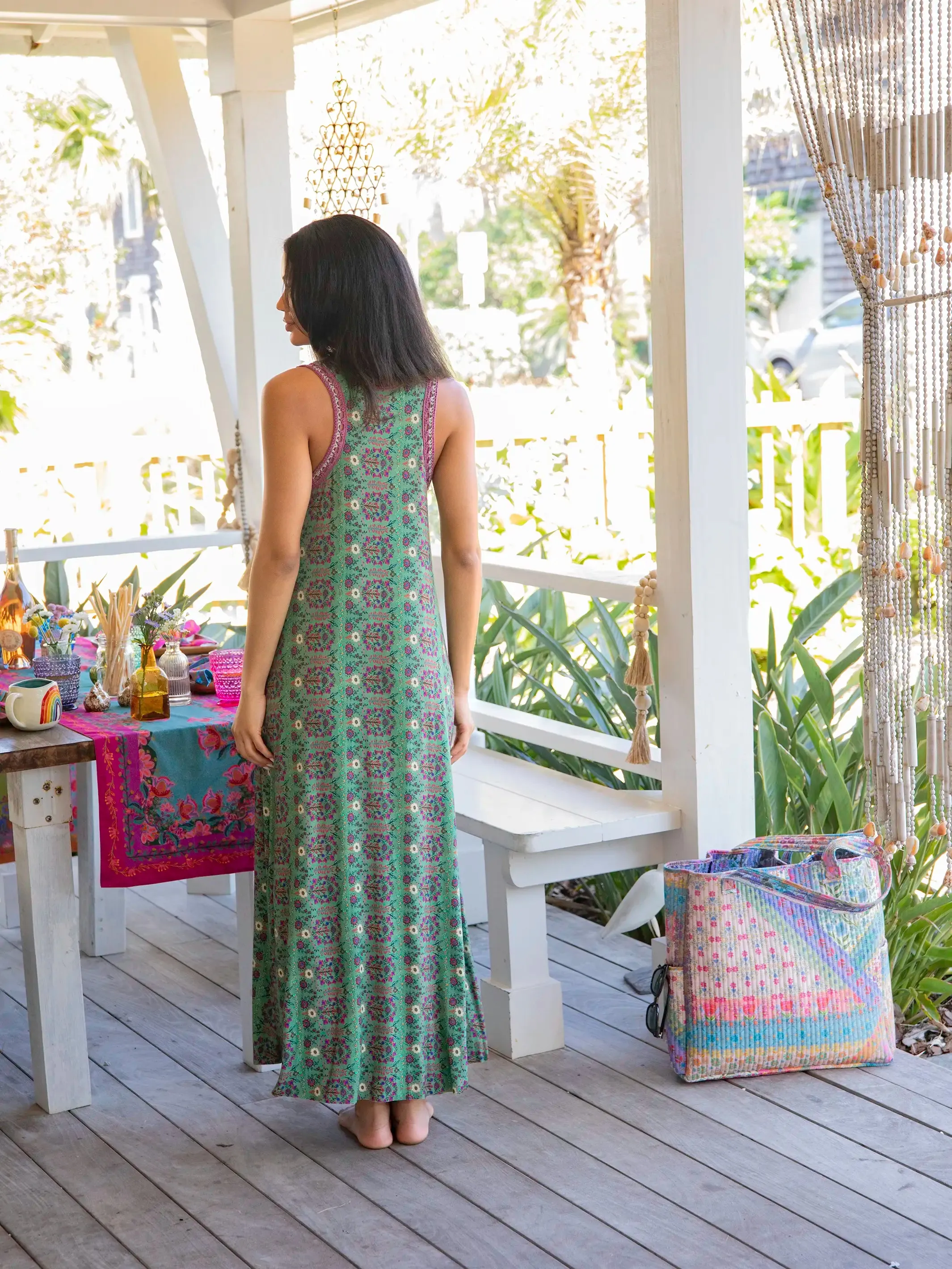 Willow "ButterSoft" Trim Maxi Dress - Folk Garden Mint sold by NATURAL LIFE product image thumbnail 4