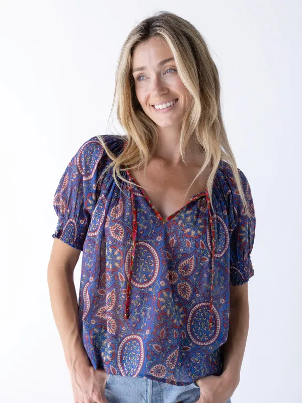 April Top - Blue Mauve Floral sold by NATURAL LIFE