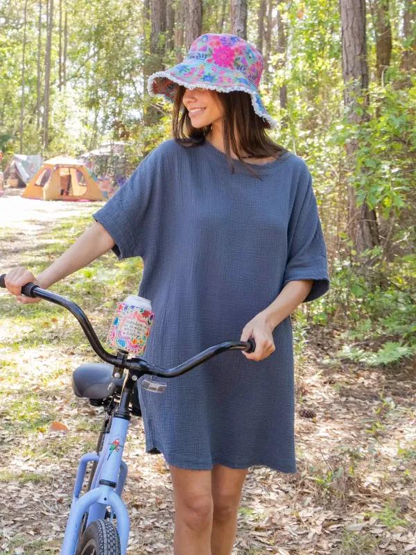 Cara Cotton Gauze Shift Dress - Charcoal sold by NATURAL LIFE