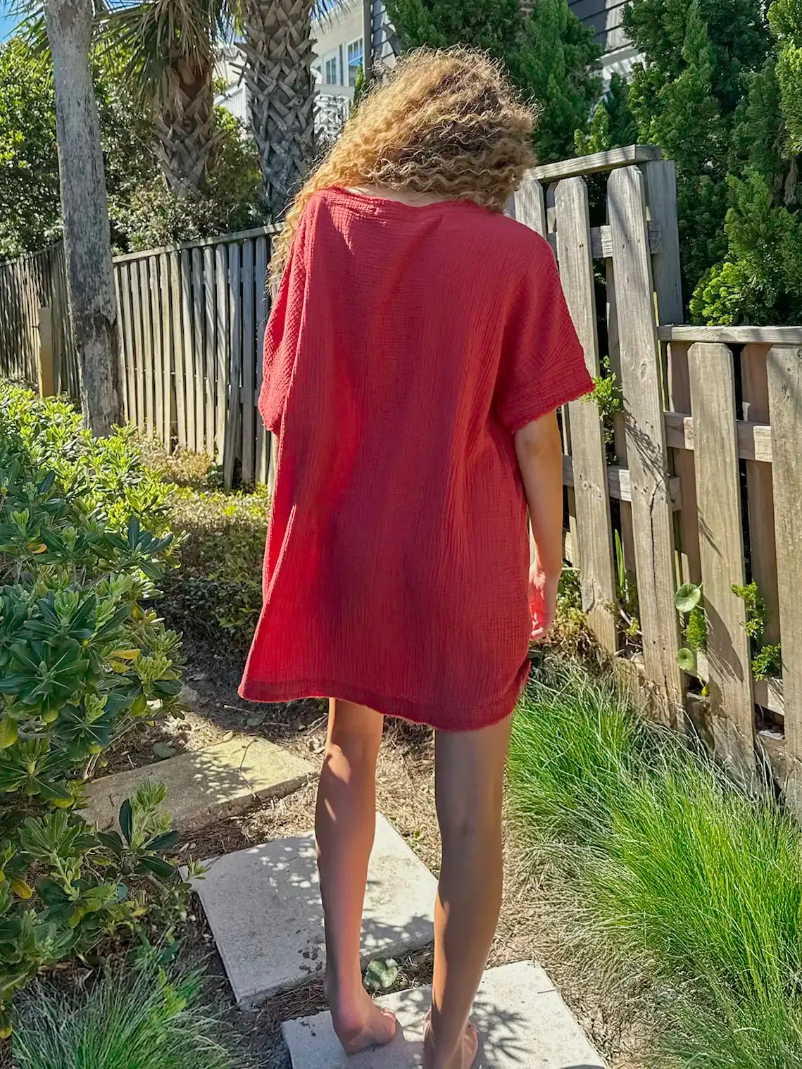 Cara Cotton Gauze Shift Dress - Rust sold by NATURAL LIFE product image thumbnail 2