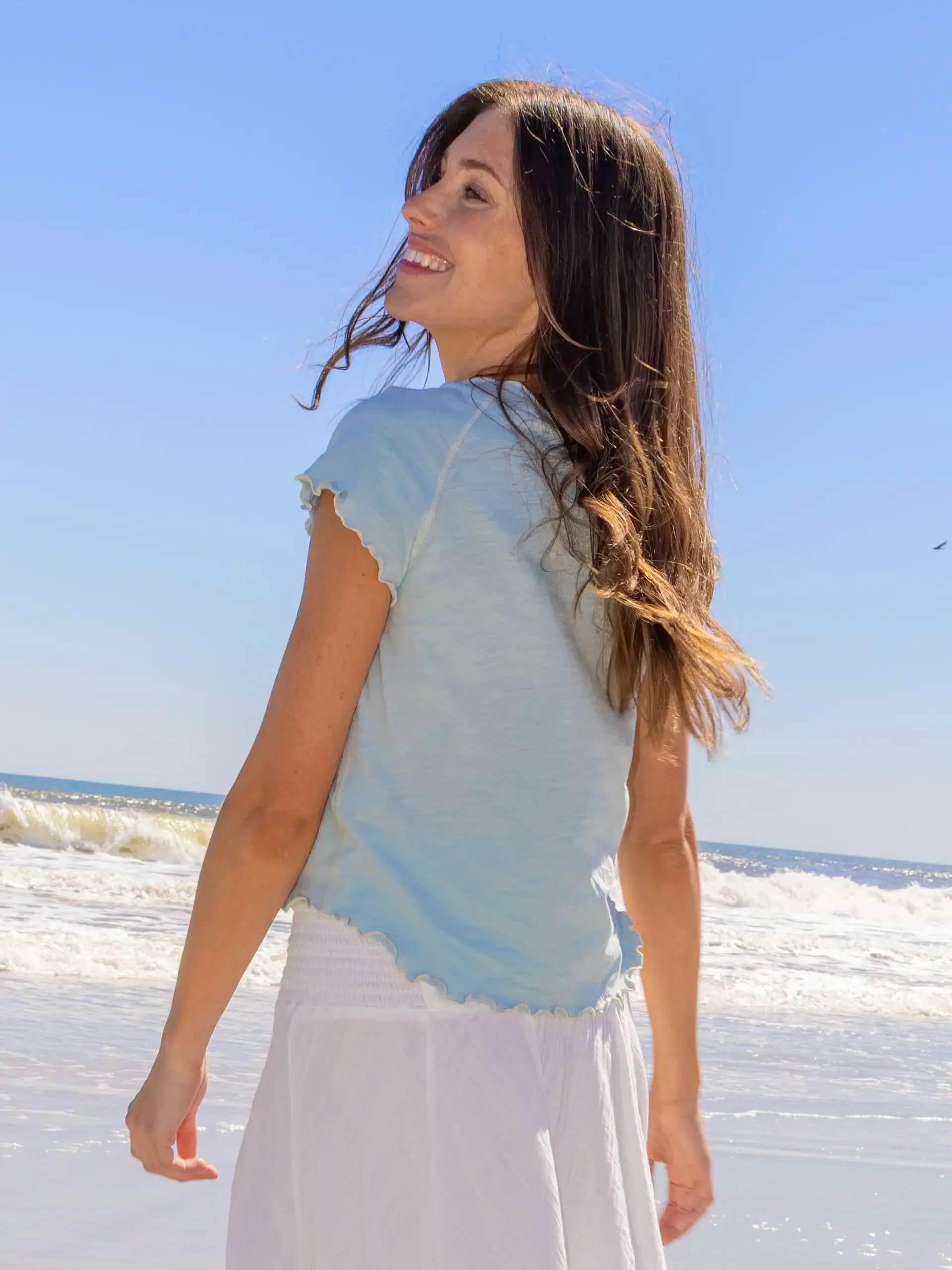 Lily Cotton Applique Tee Shirt - Bay Peace Sign sold by NATURAL LIFE product image thumbnail 2