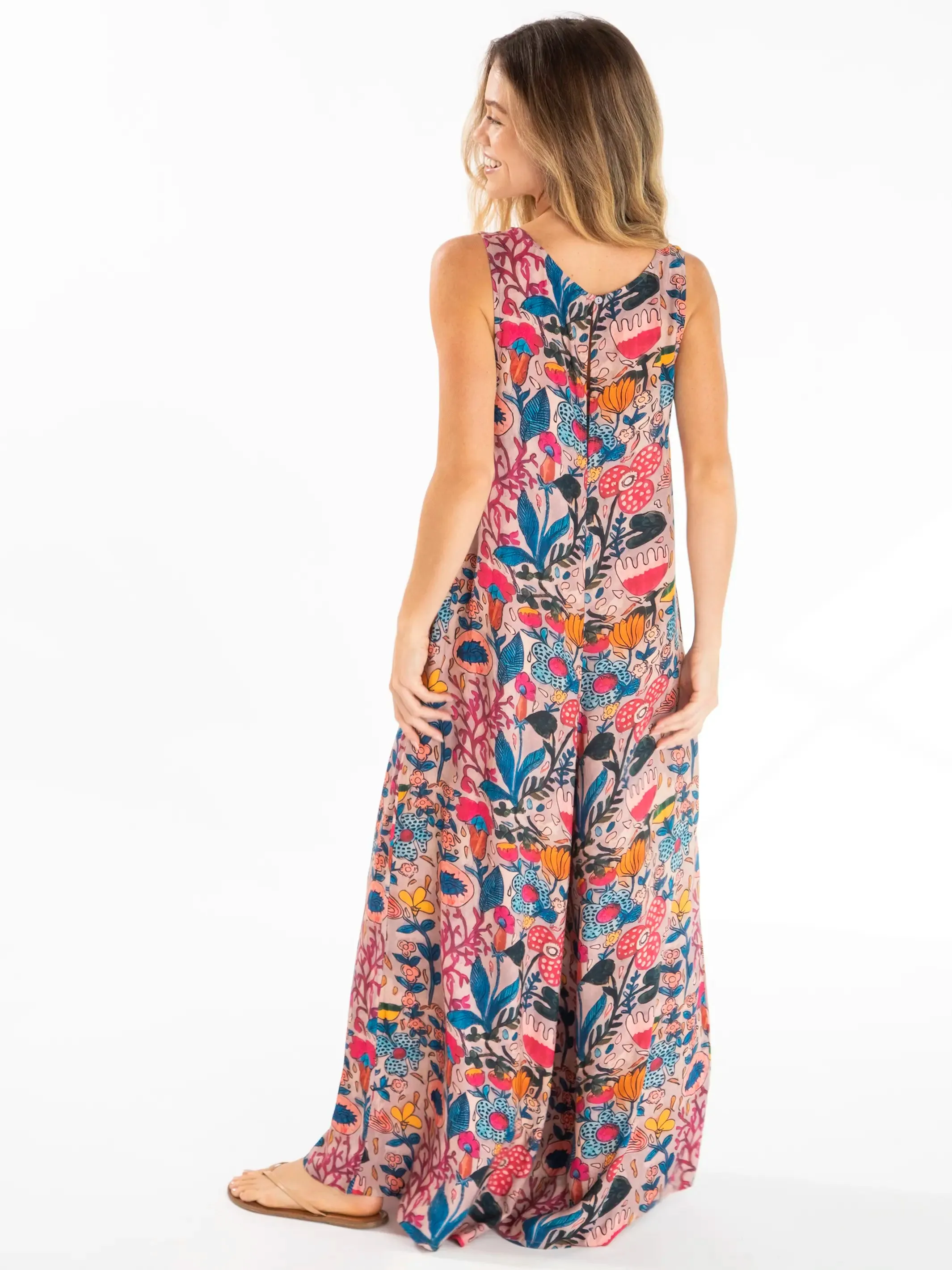 Let's Just Go Wide-Leg Jumpsuit - Pink Flung Floral sold by NATURAL LIFE product image thumbnail 4