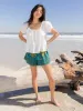 Maribel Shorts - Teal Sage Border sold by NATURAL LIFE
