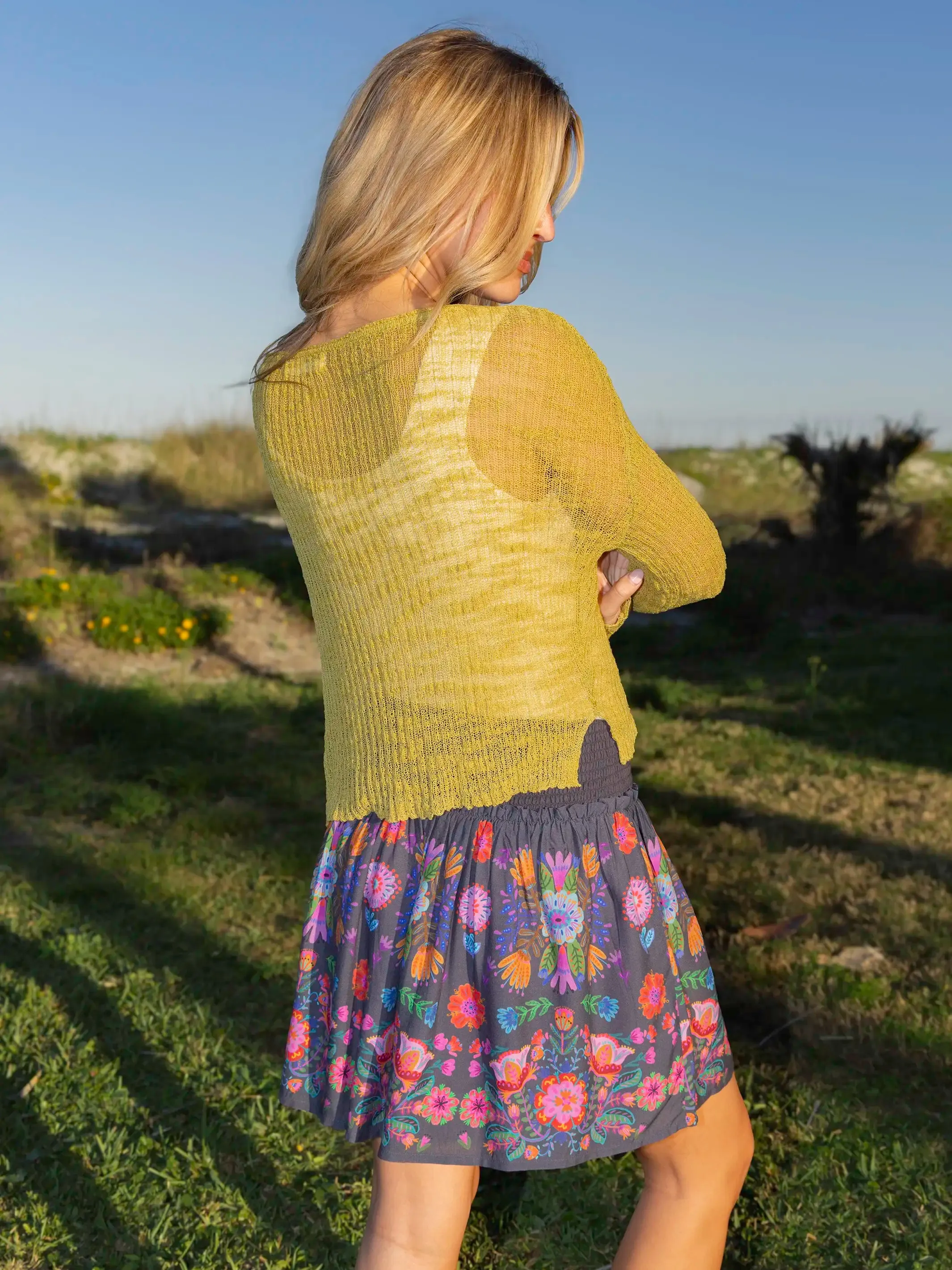 Malia Mini Skirt - Charcoal Folk Floral sold by NATURAL LIFE product image thumbnail 3