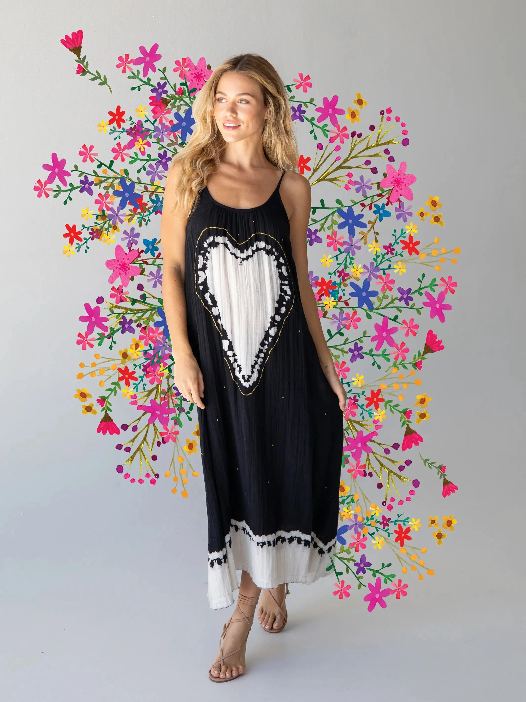 Coco Sayulita Cotton Cover-Up Dress - Black Heart sold by NATURAL LIFE product image thumbnail 3