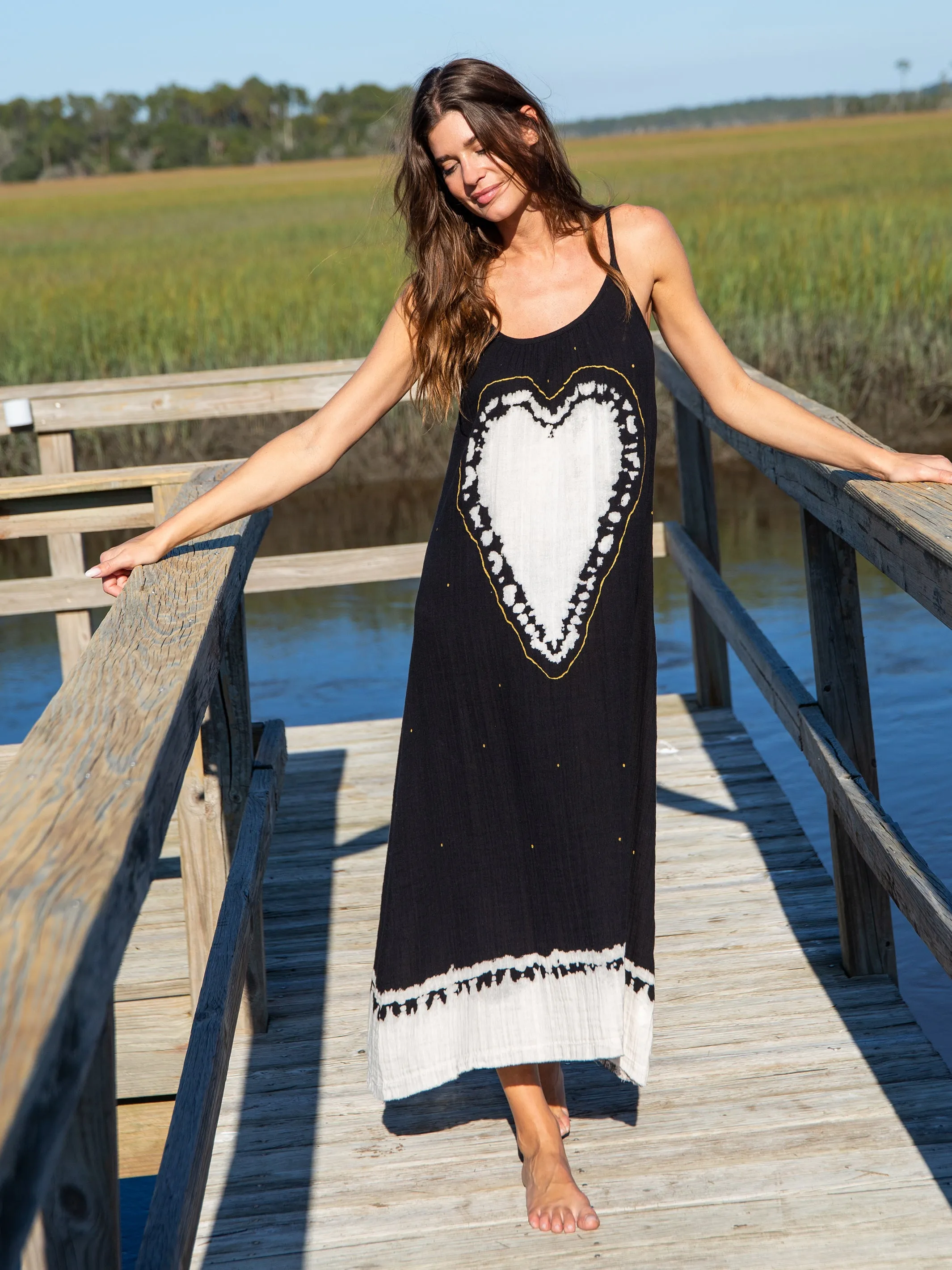 Coco Sayulita Cotton Cover-Up Dress - Black Heart sold by NATURAL LIFE product image thumbnail 5