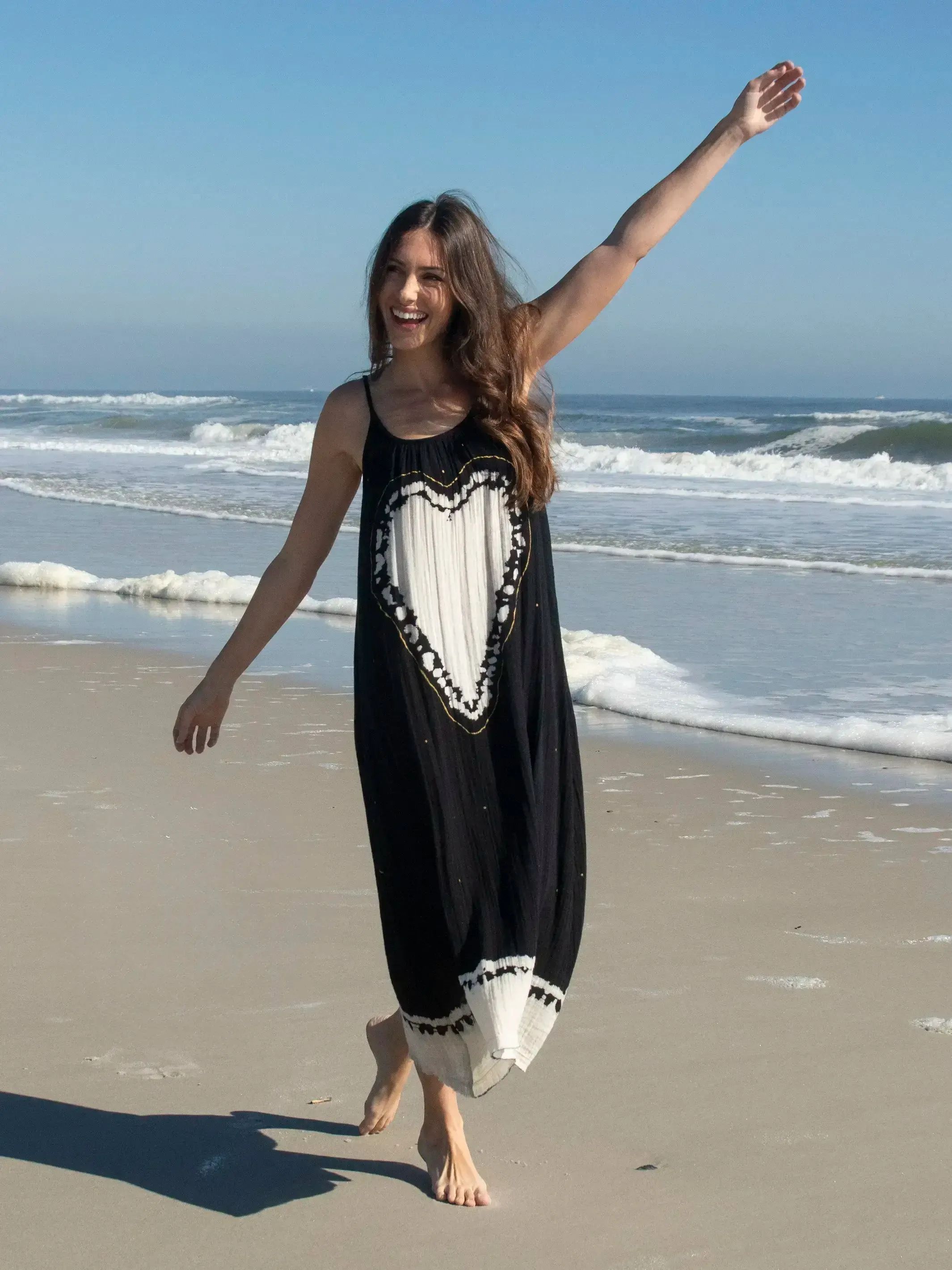 Coco Sayulita Cotton Cover-Up Dress - Black Heart sold by NATURAL LIFE