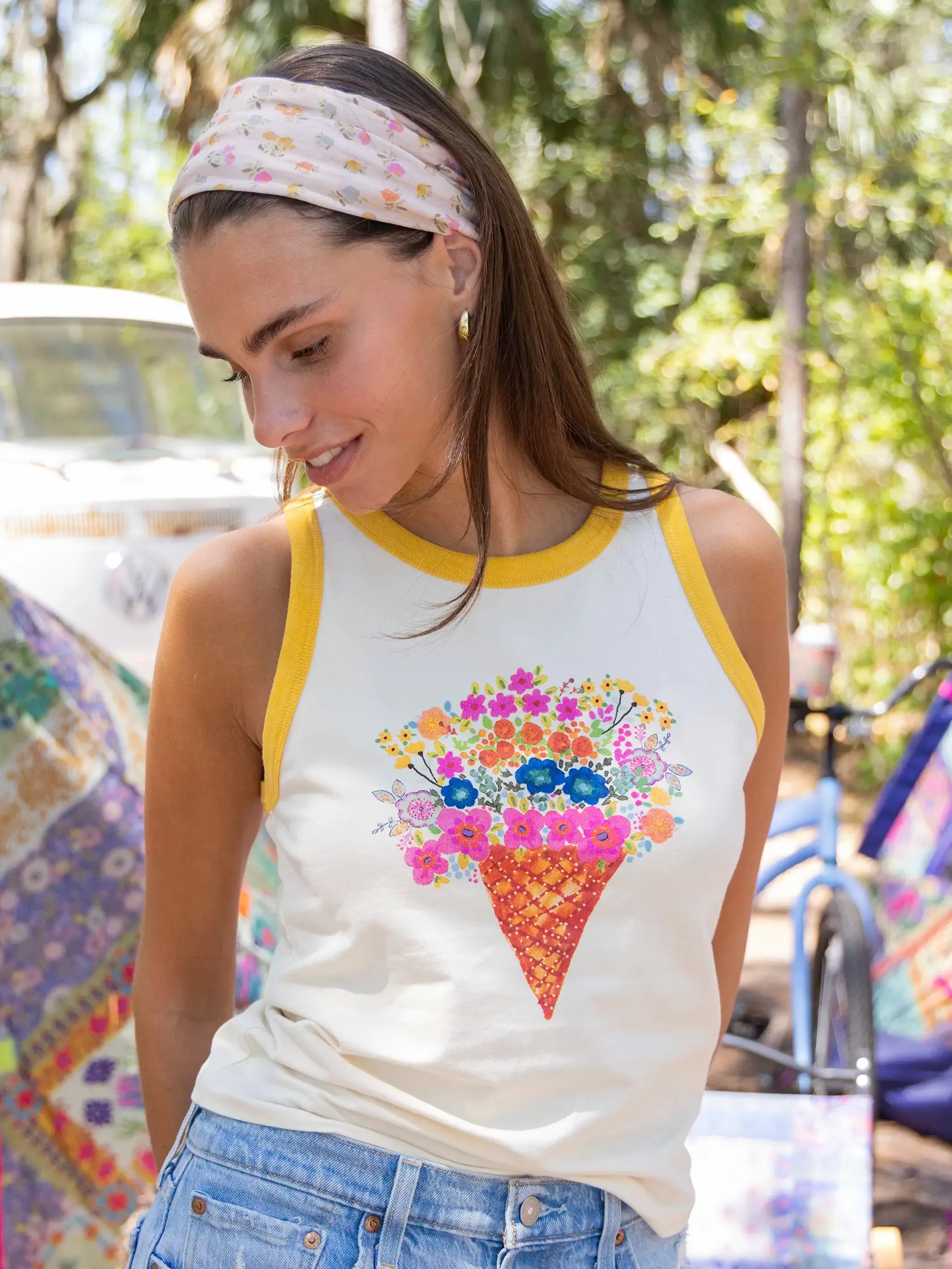Ringer Tank Top - Ice Cream Cone sold by NATURAL LIFE