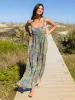 Gabi Jumpsuit - Blue Watercolor Patchwork sold by NATURAL LIFE