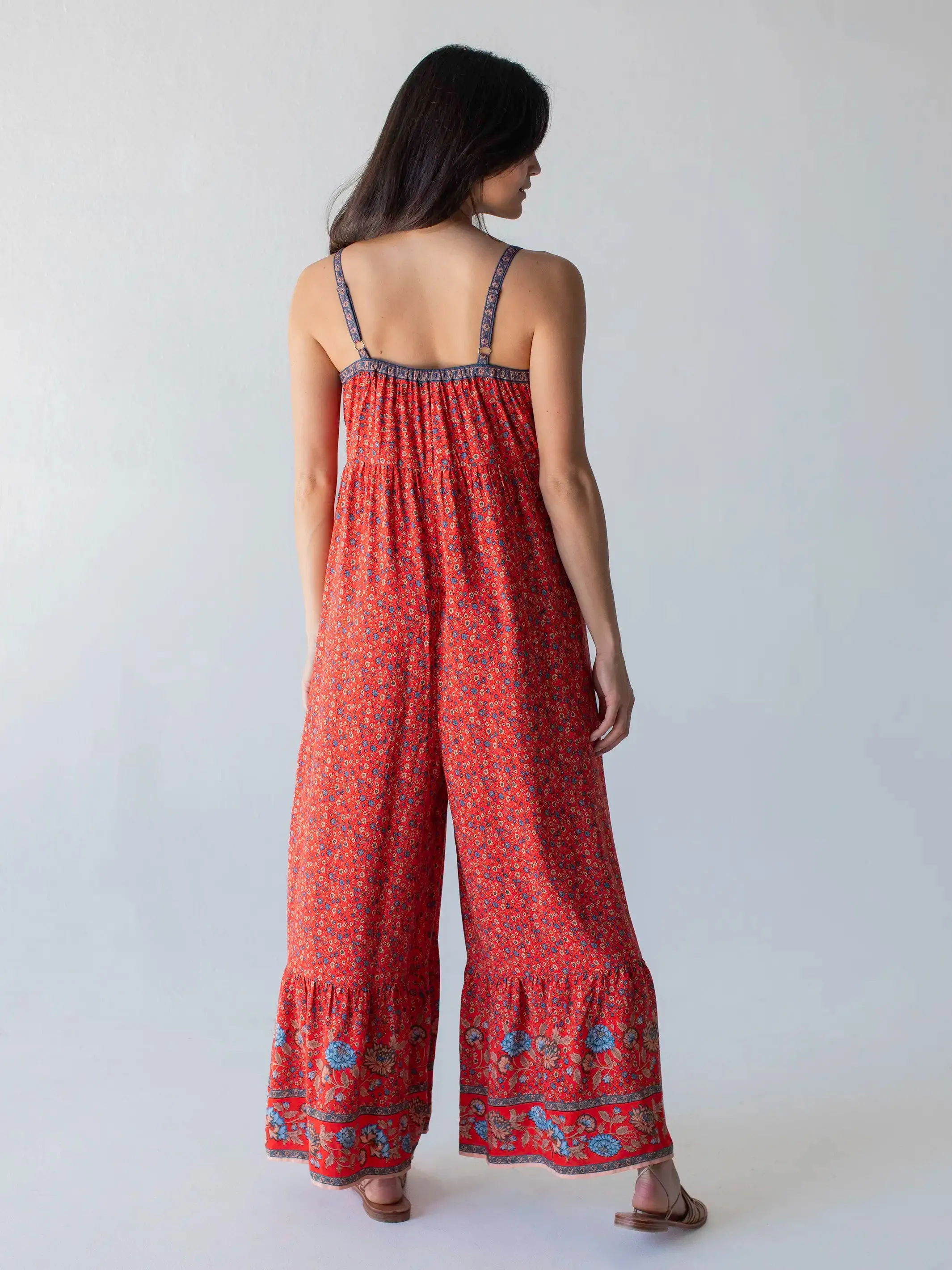 Stephanie Jumpsuit - Red Floral Border sold by NATURAL LIFE product image thumbnail 3