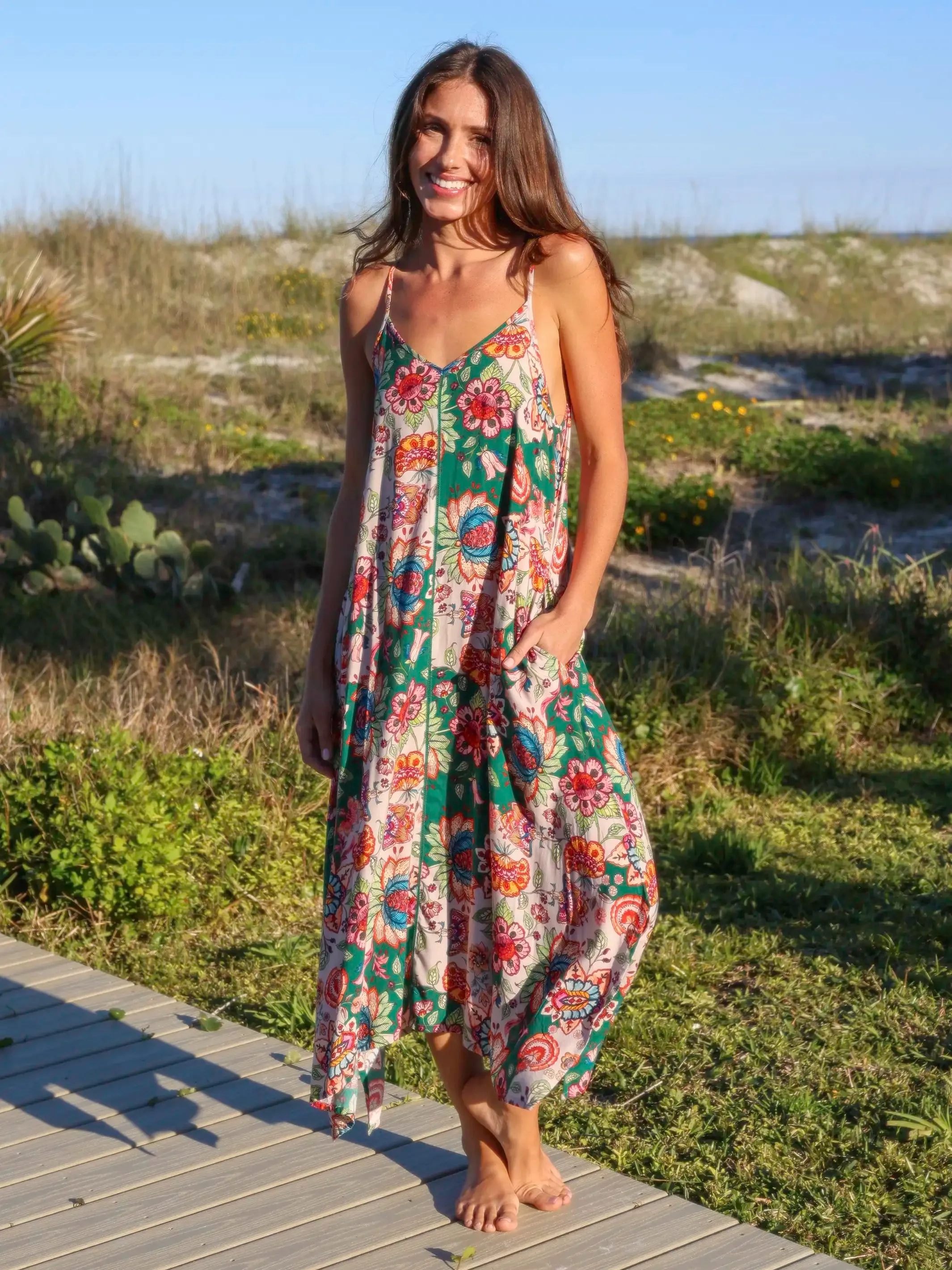 Katrina Midi Slip Dress - Multicolored Flung Floral sold by NATURAL LIFE product image thumbnail 4