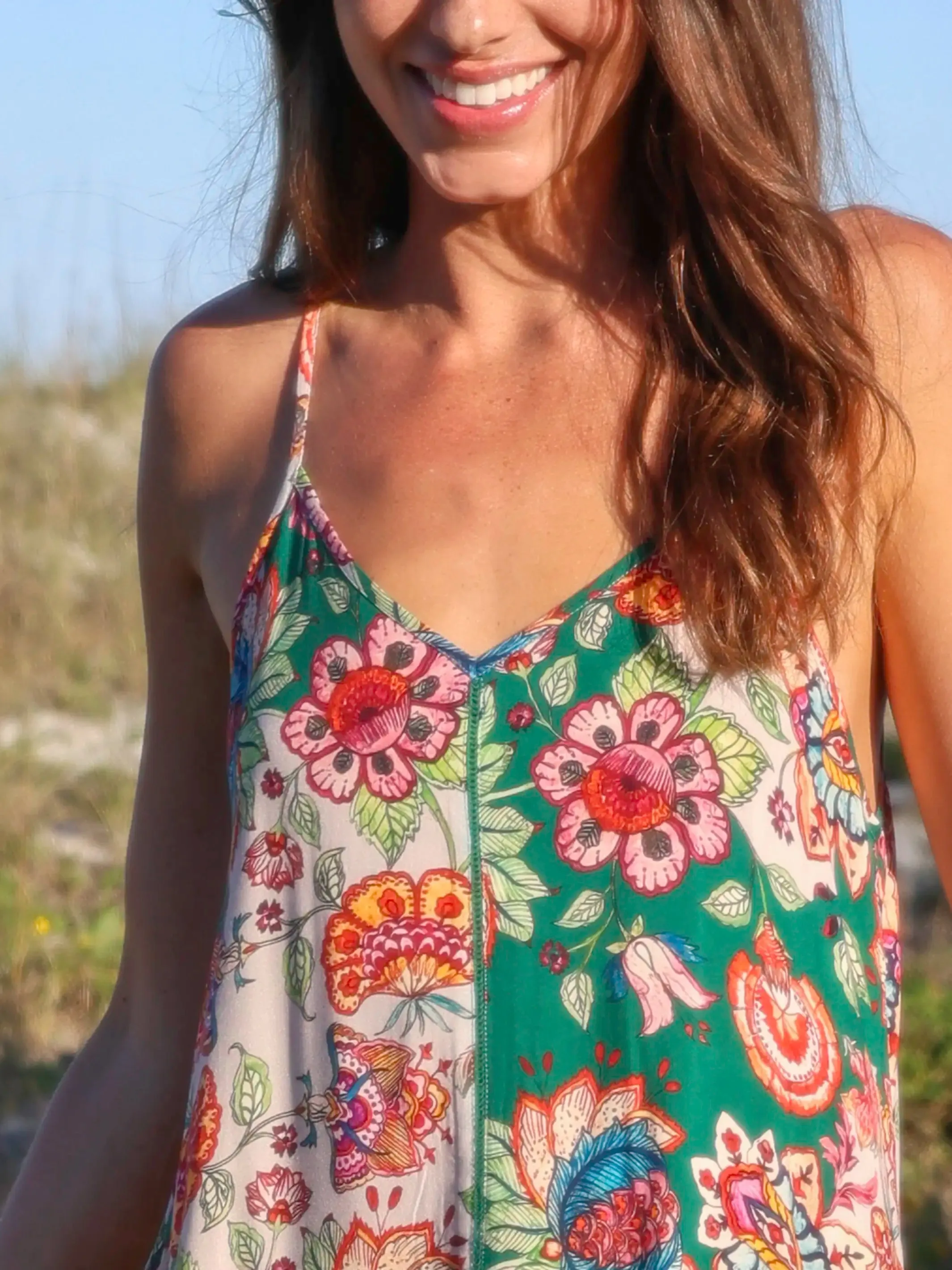Katrina Midi Slip Dress - Multicolored Flung Floral sold by NATURAL LIFE product image thumbnail 3