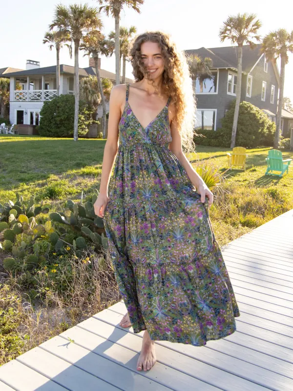 Ella Maxi Dress - Green Purple Floral sold by NATURAL LIFE