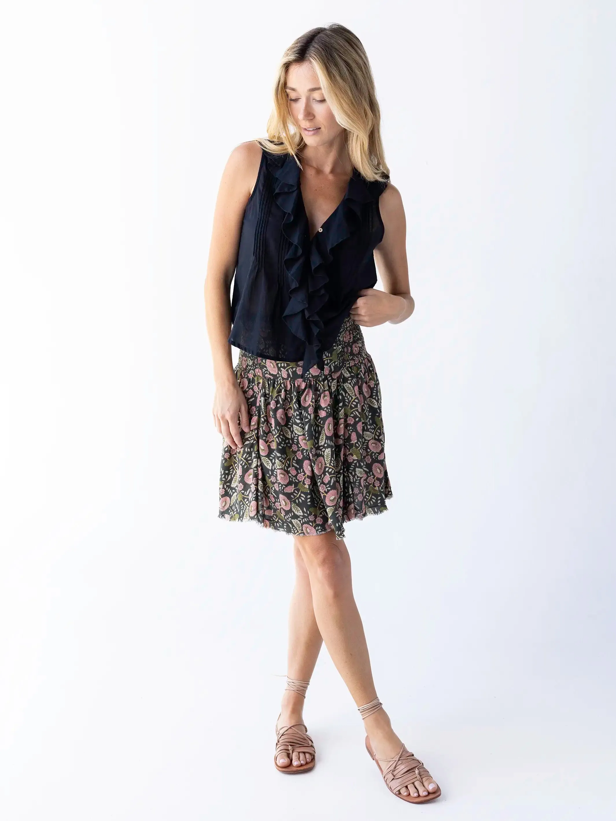 Malia Mini Skirt - Green Floral Vines sold by NATURAL LIFE product image thumbnail 3