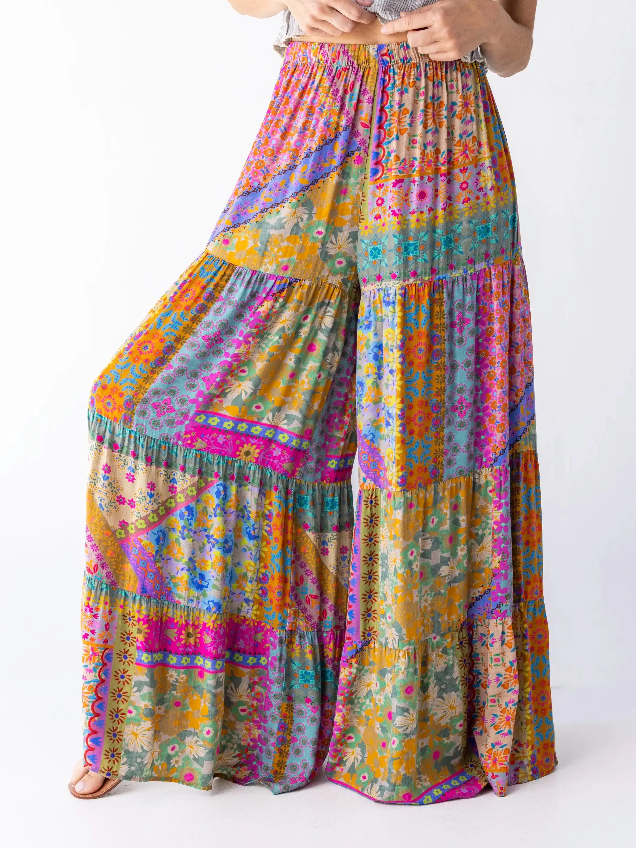 Patti Palazzo Pant - Folk Flower Patchwork sold by NATURAL LIFE product image thumbnail 2