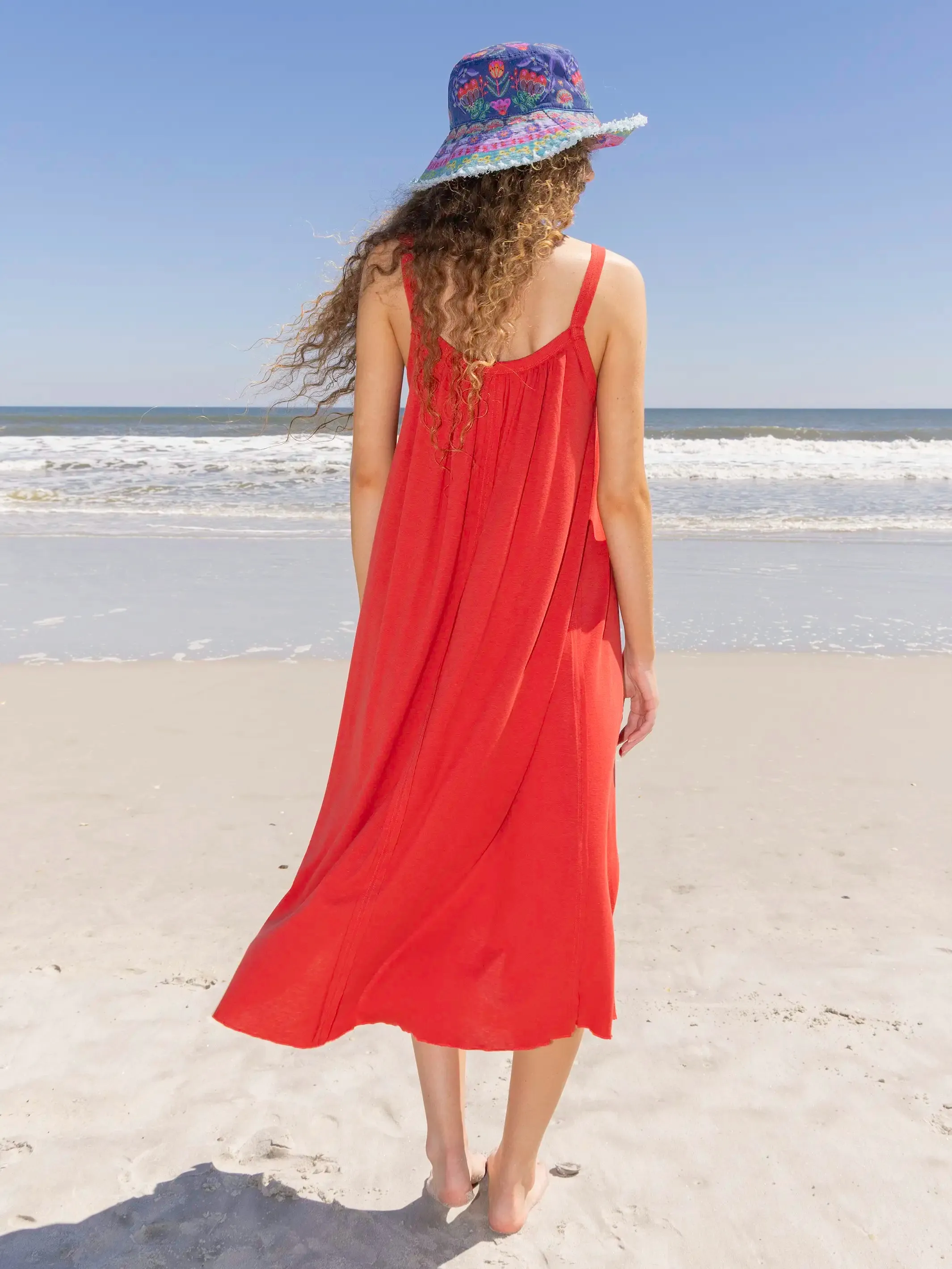 Relaxed Button Down Midi Dress - Red sold by NATURAL LIFE product image thumbnail 2