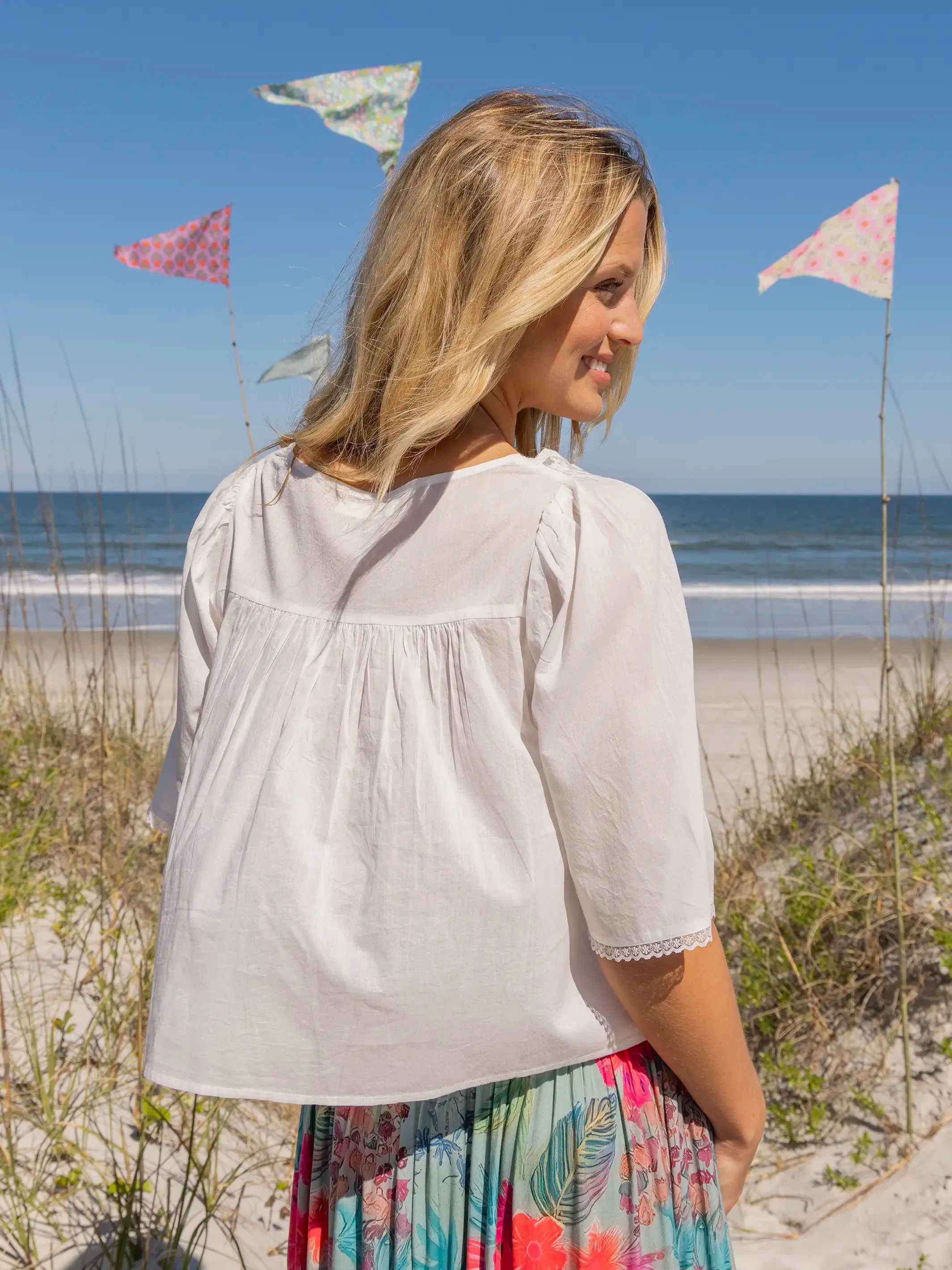 Prettiest Cotton Lace Blouse - White sold by NATURAL LIFE product image thumbnail 2