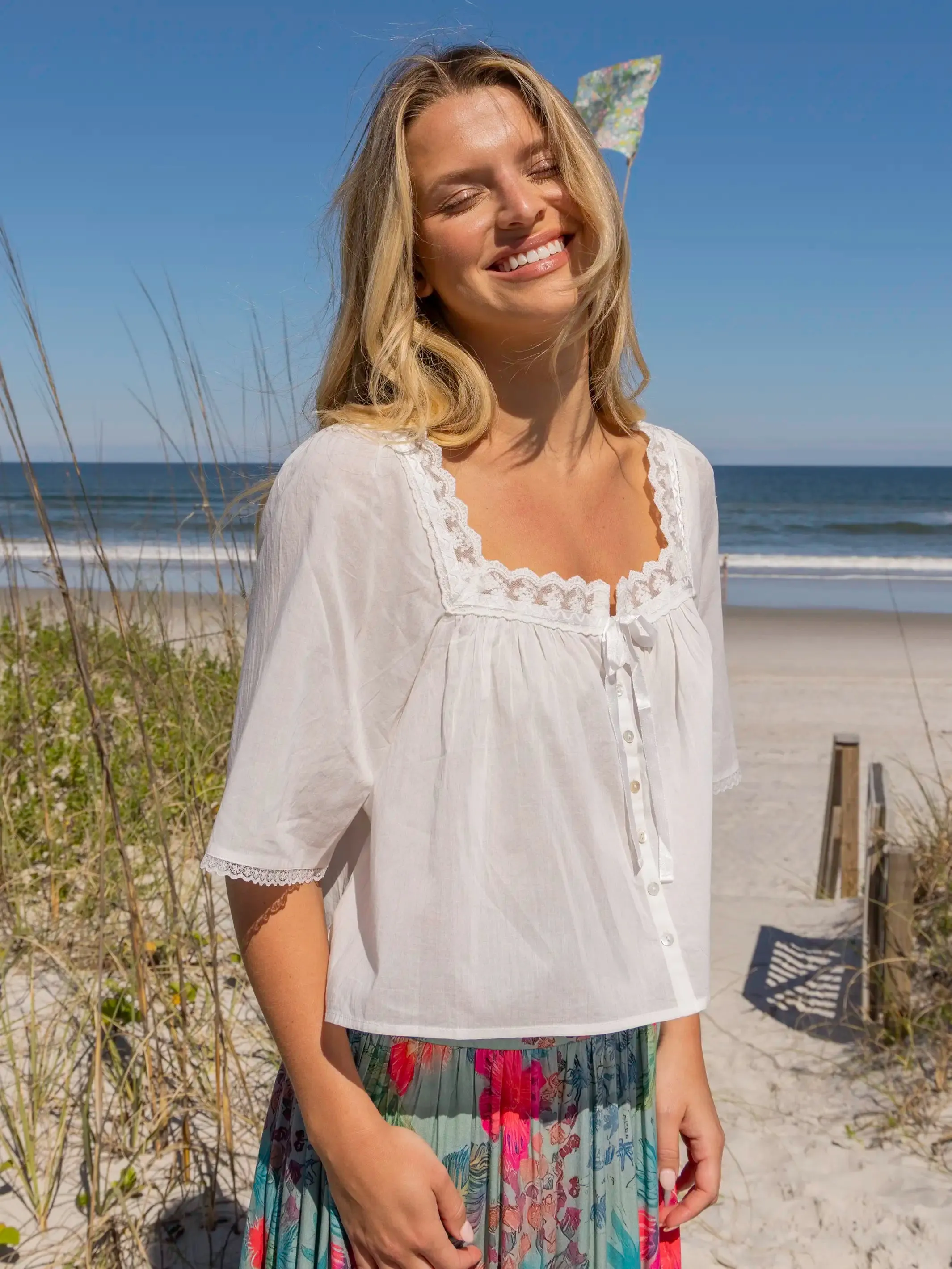 Prettiest Cotton Lace Blouse - White sold by NATURAL LIFE
