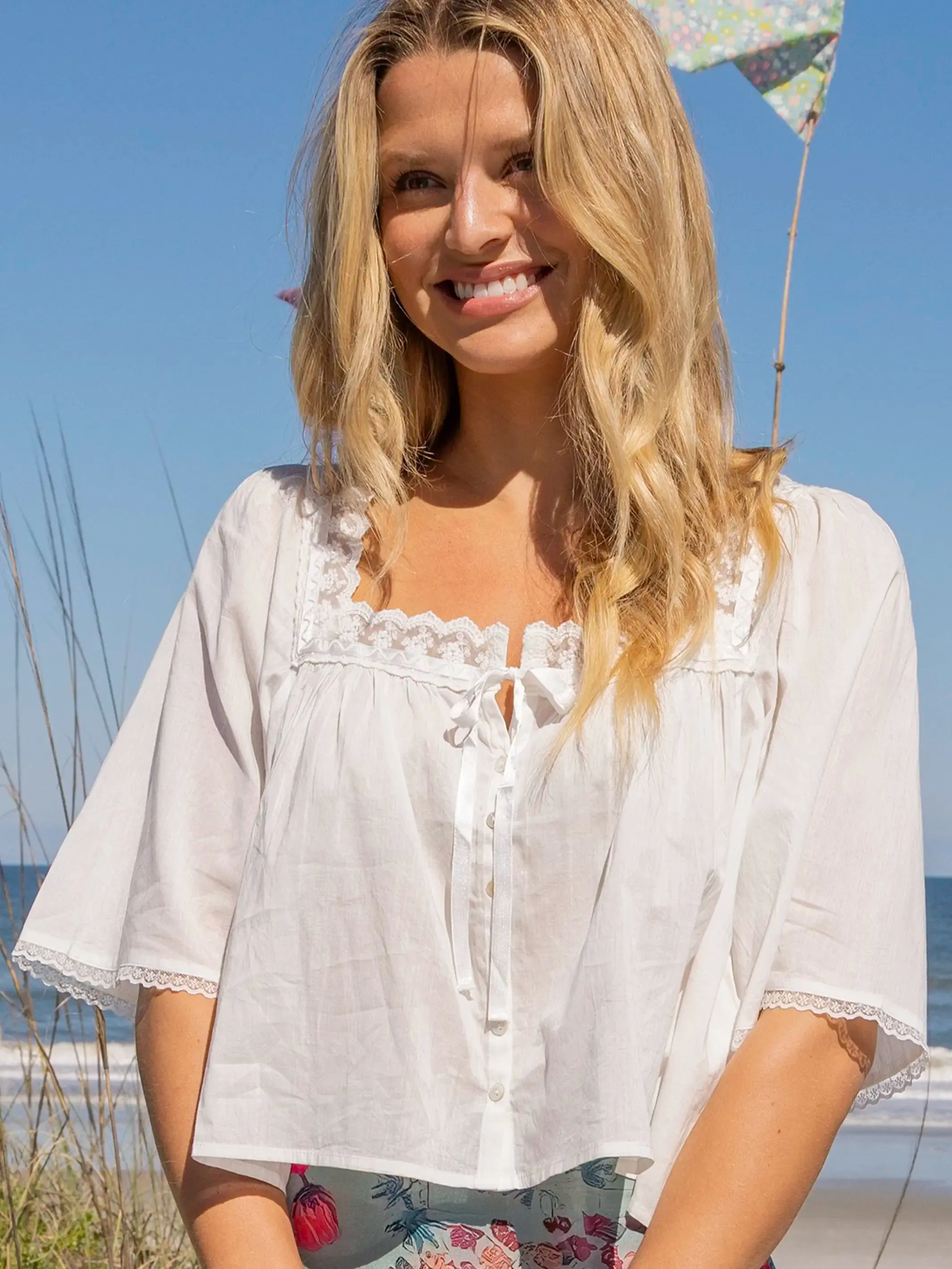 Prettiest Cotton Lace Blouse - White sold by NATURAL LIFE product image thumbnail 3