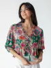 Elisa Ruffle Tie Top - Multicolored Flung Floral sold by NATURAL LIFE